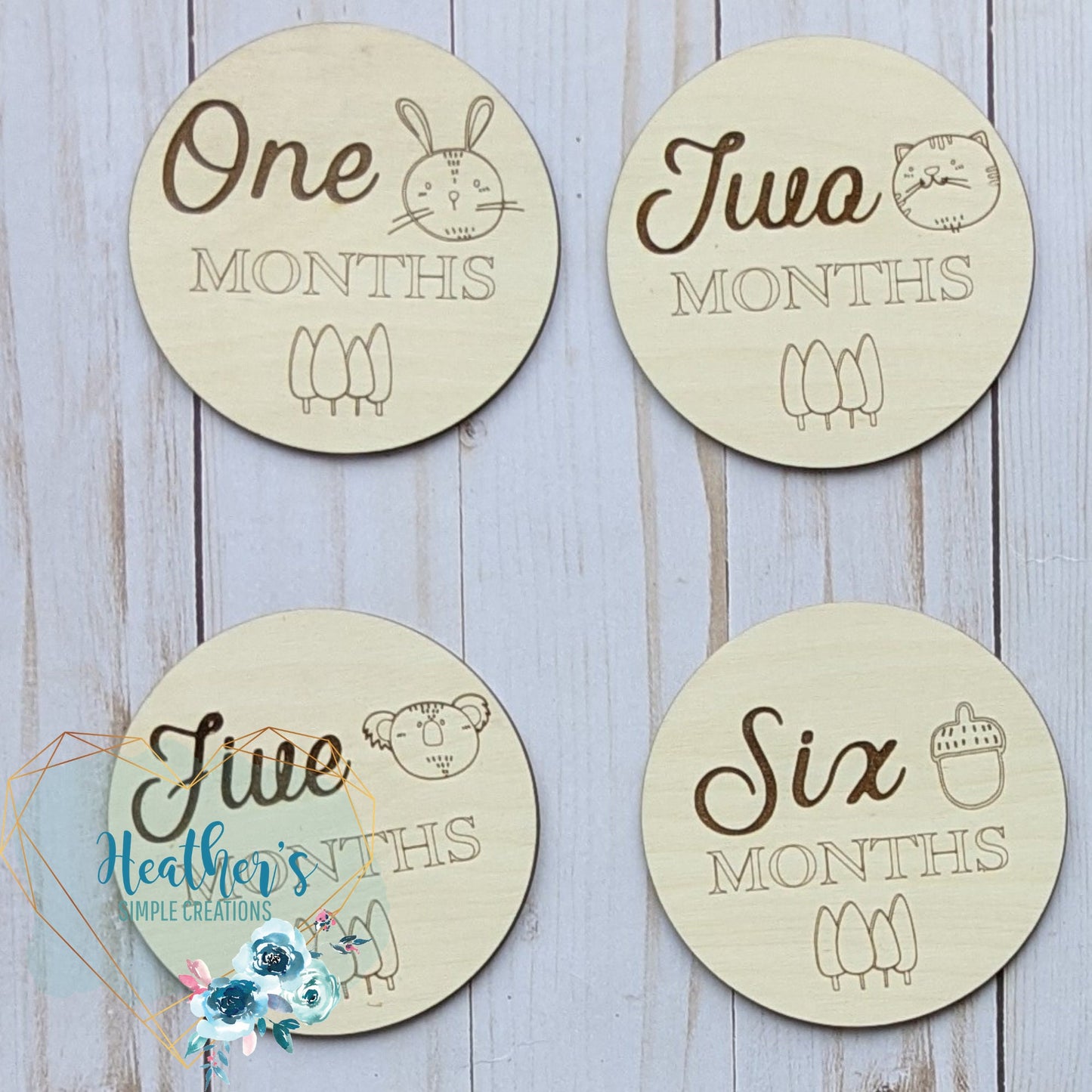 Baby Monthly Milestone Markers - Baby Milestone Discs - Wooden - Newborn Photo - Birth Announcement - Woodland Nursery Decor - Birth Stat