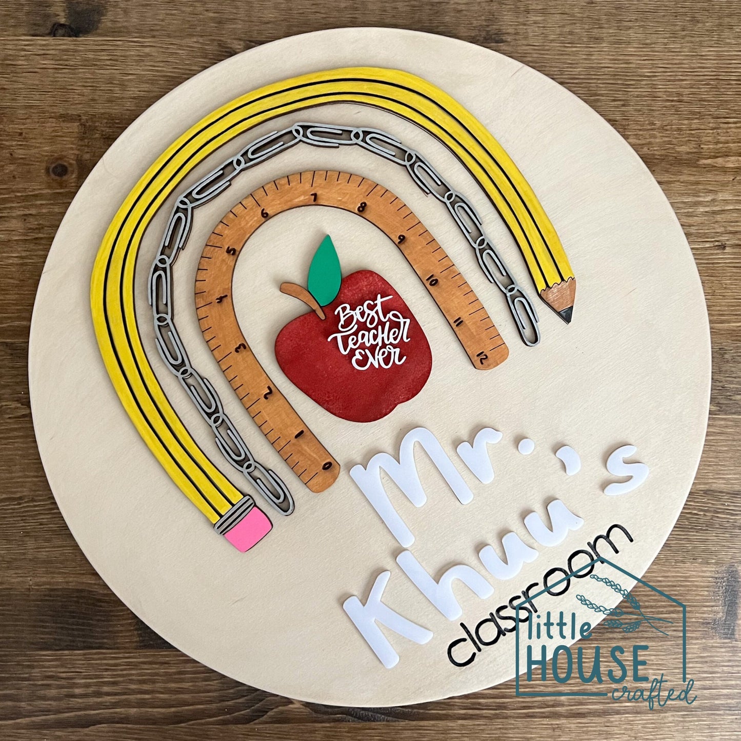 Personalized Teacher Sign - Rainbow - School - Custom - Appreciation Gift - Thank You Gift - Customizable - School Decor