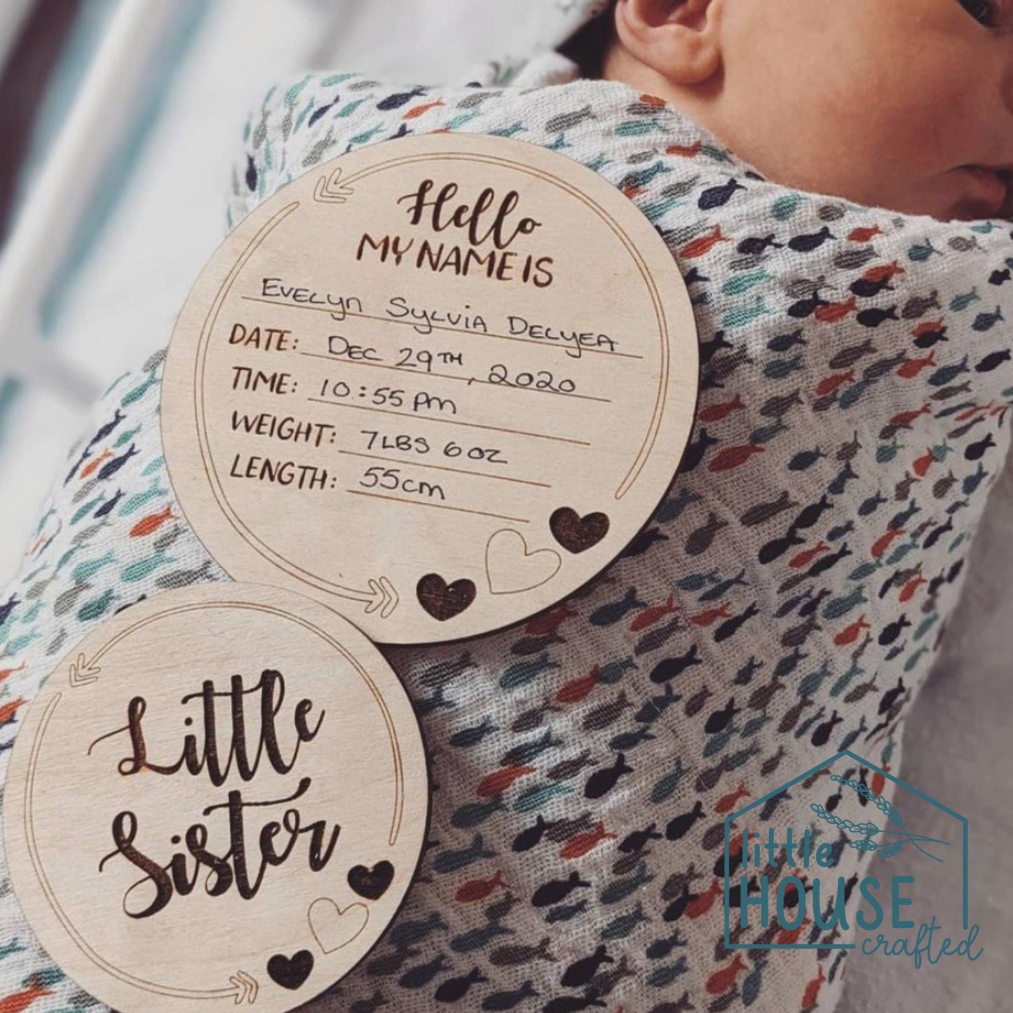Baby Announcement Sign for Hospital - Sibling Pregnancy Announcement -Sibling Wooden Sign - Newborn Photo - Photo Prop - Hospital Pictures