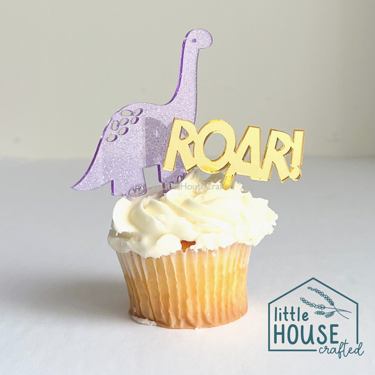 Dinosaur Cupcake Topper - Dino Theme Decor Girl - Boy - Dinosaur Birthday Party - Decorations - Party Decor - Custom Name - Number Custom