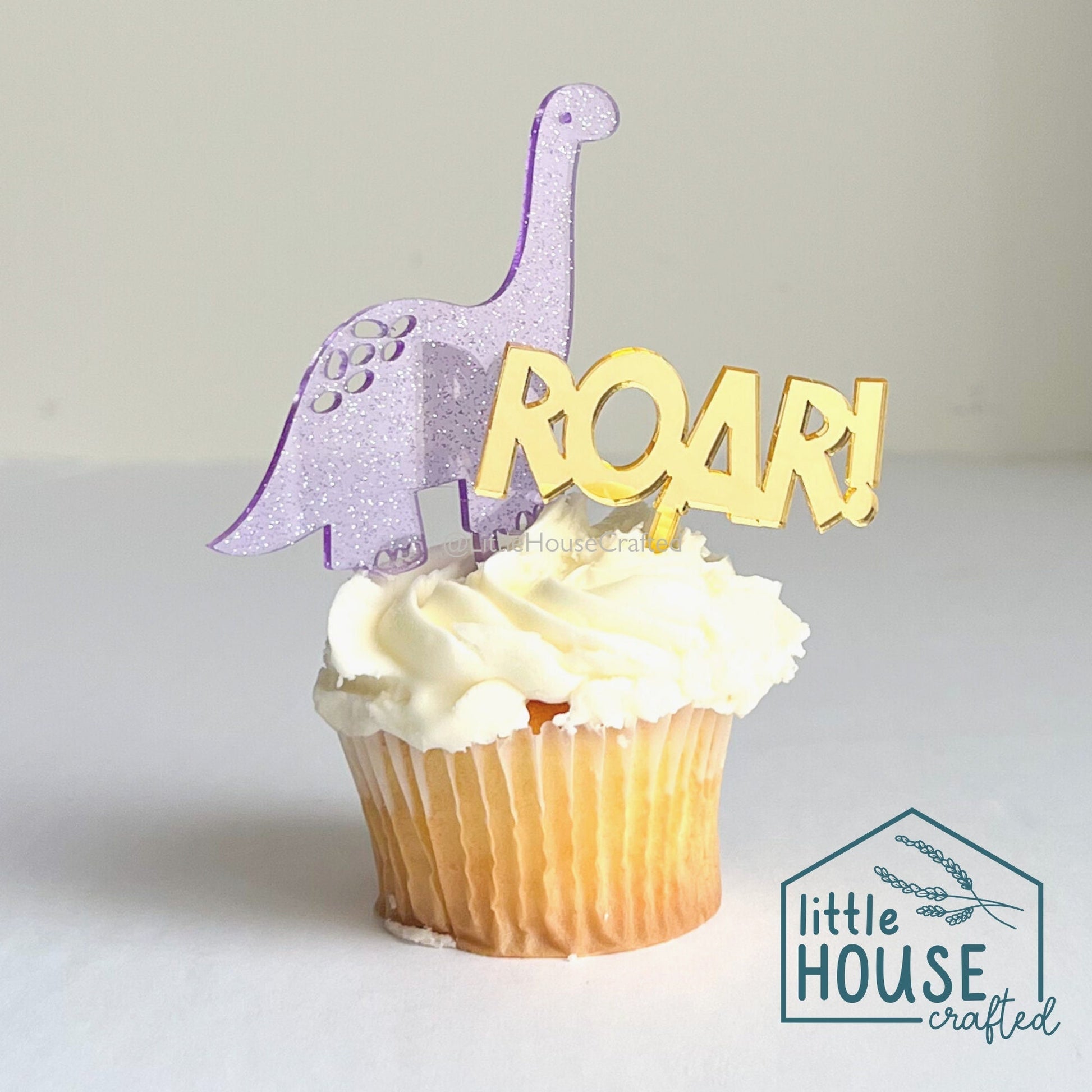Dinosaur Cupcake Topper - Dino Theme Decor Girl - Boy - Dinosaur Birthday Party - Decorations - Party Decor - Custom Name - Number Custom