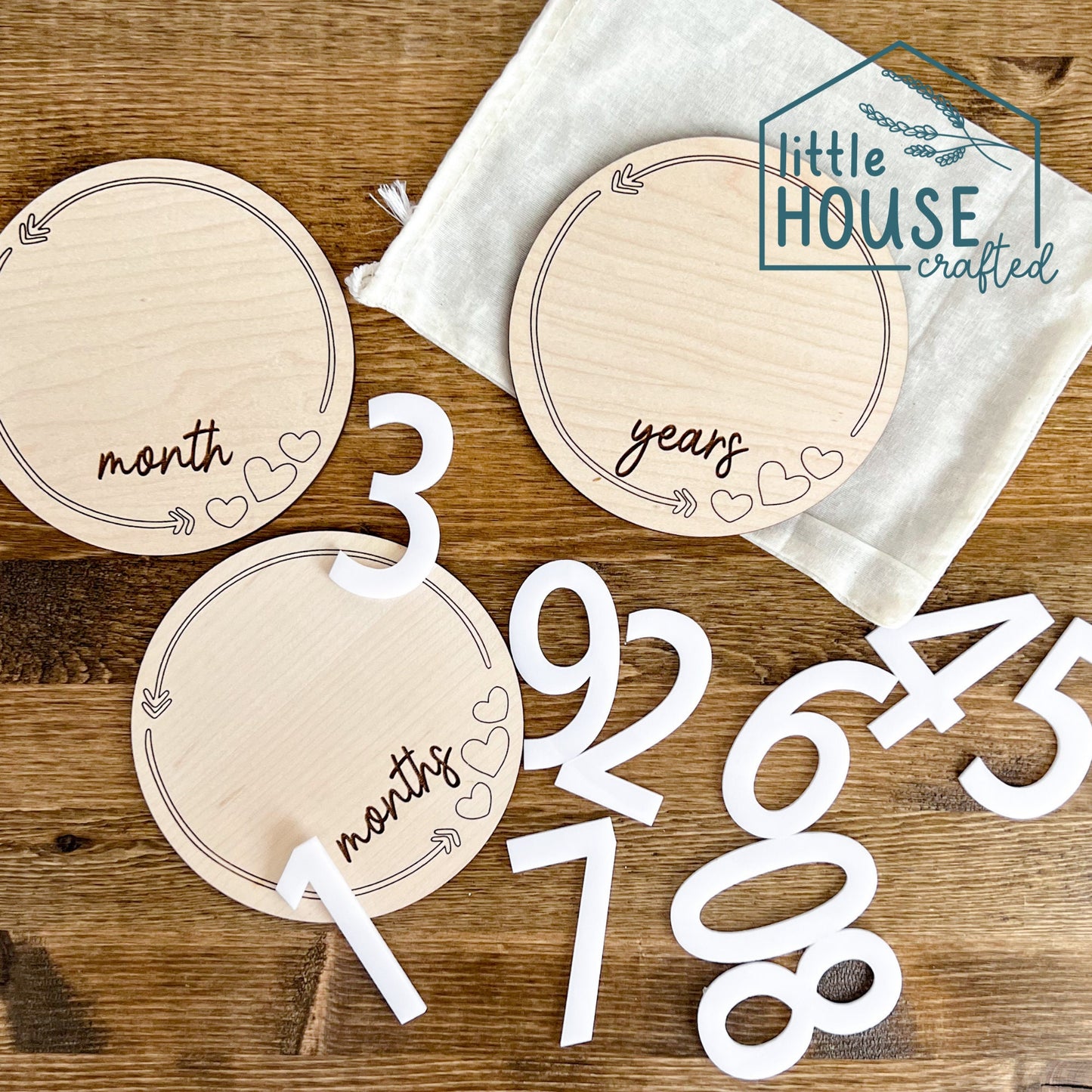 Interchangable Baby Milestone Rounds - Wooden Milestone Discs - Acrylic - Baby/Toddler Photo - Birthday - All Ages - Birth to Child - Growth