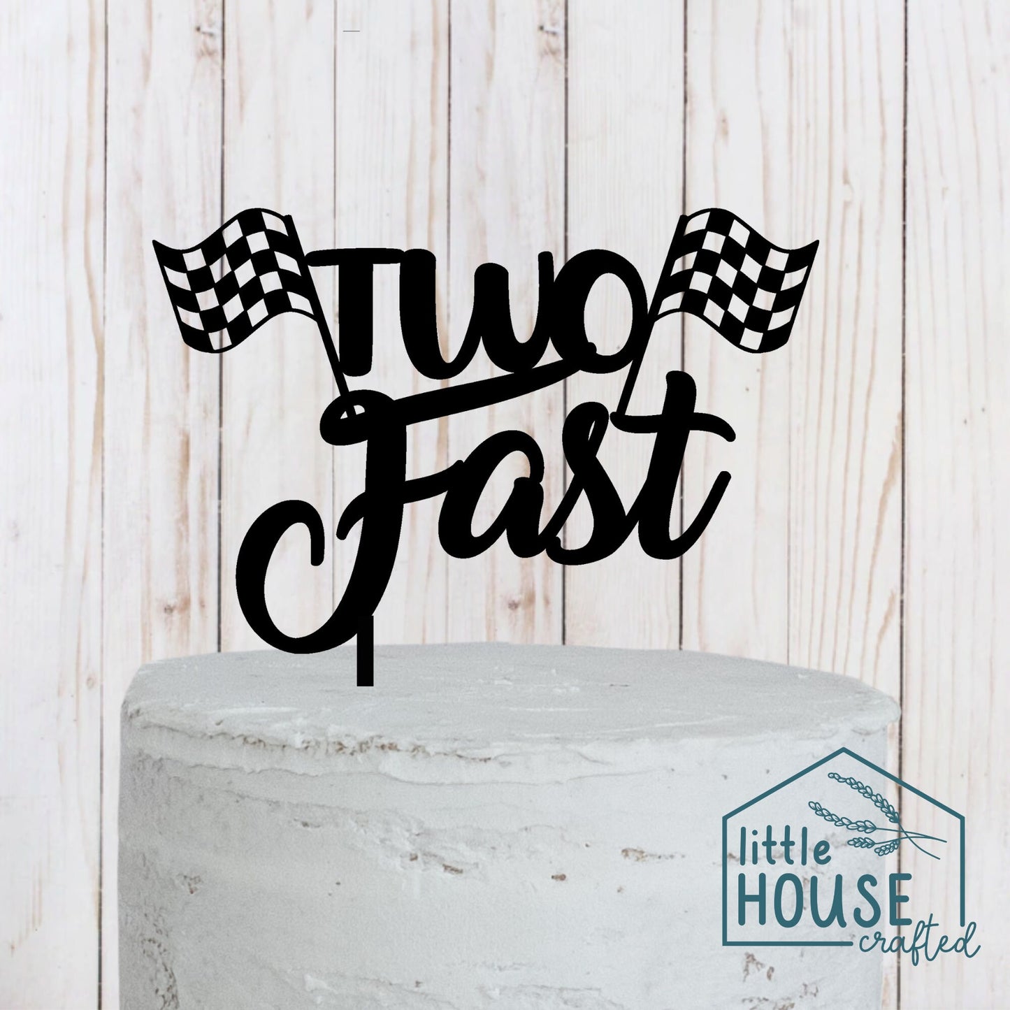 Cake Topper - TWO Fast - 2- Second Birthday - Race Car Themed Birthday - Birthday Cake Topper - Party Decorations - Party Decor - 2nd Bday