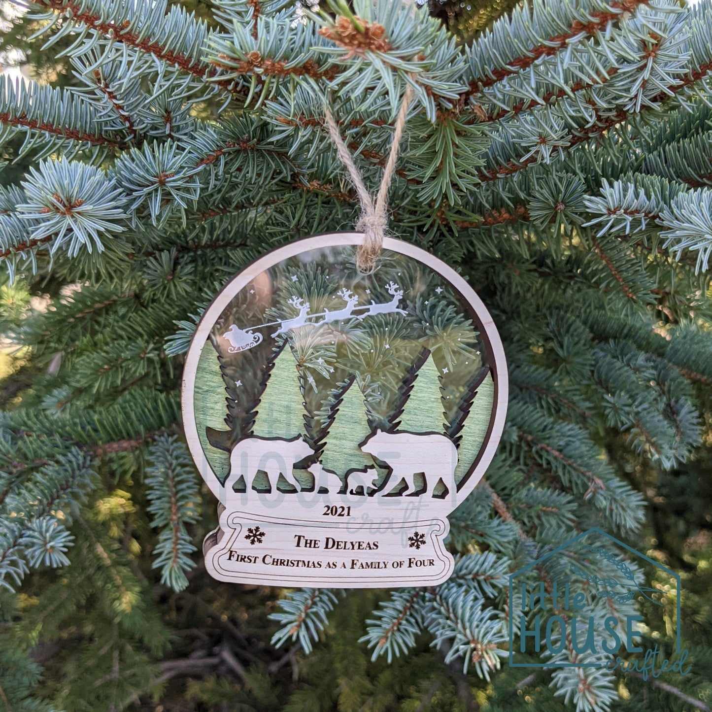 Family Christmas Ornament - Family Bears ornament -Snow globe -Custom-Baby Bear- Mama Bear - Papa Bear- Grandparents - New Parent - Siblings