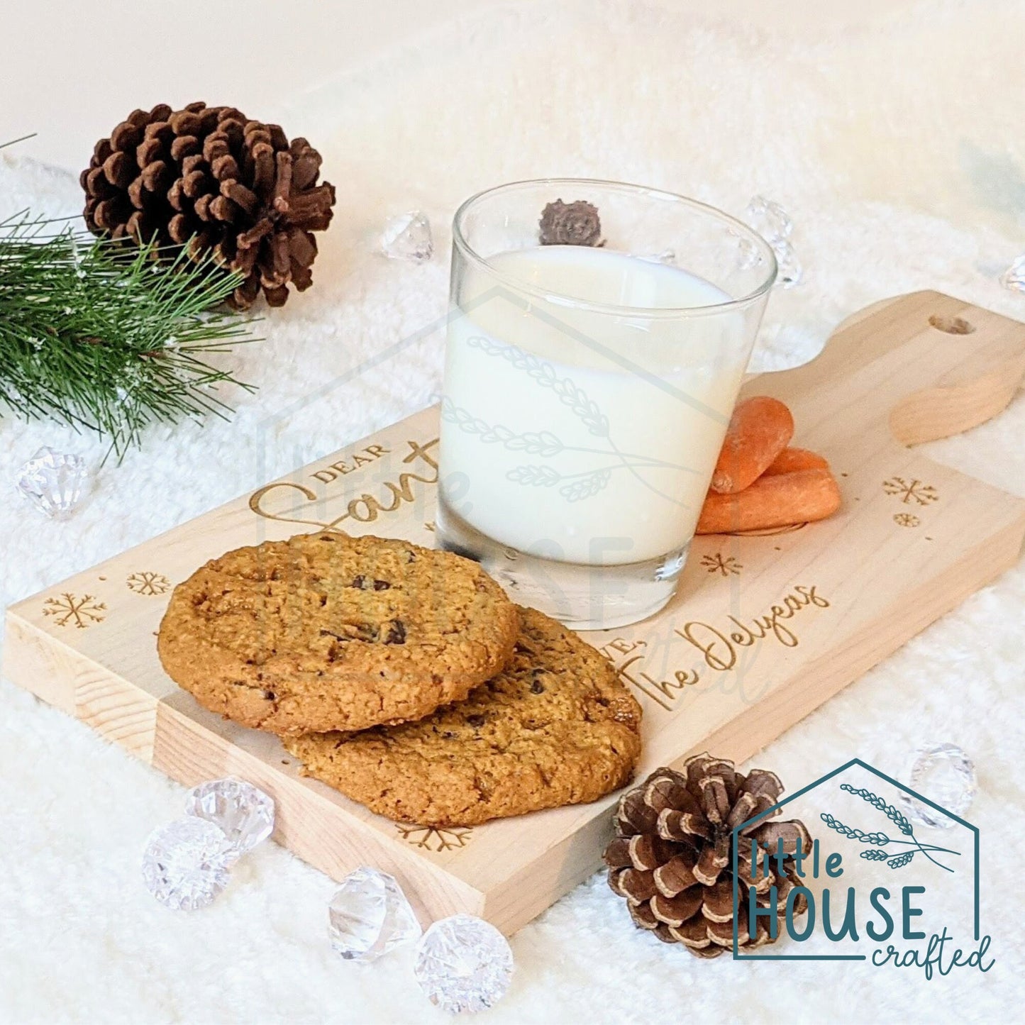 Christmas Santa Tray - Santa Board - Milk and Cookies Tradition- Christmas Eve-Laser Engraved - Maple Wooden Board