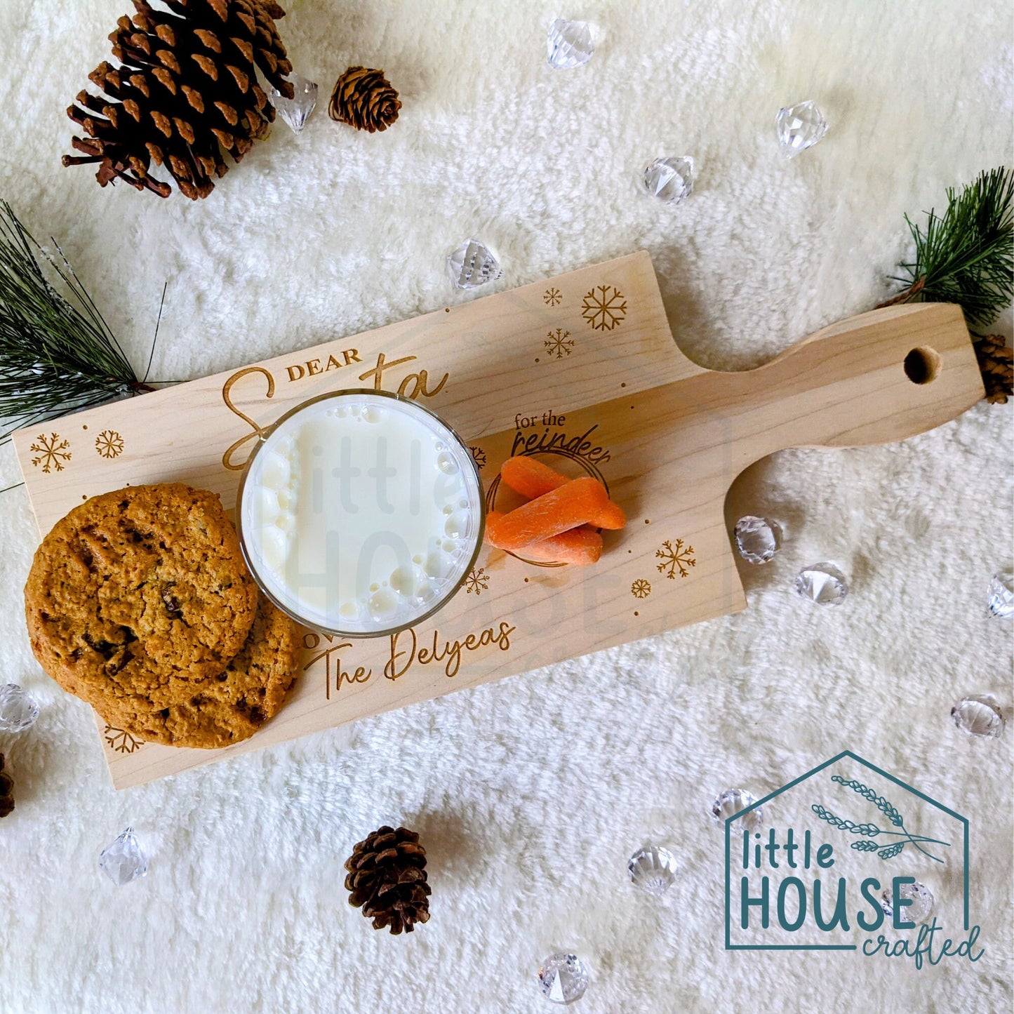Christmas Santa Tray - Santa Board - Milk and Cookies Tradition- Christmas Eve-Laser Engraved - Maple Wooden Board
