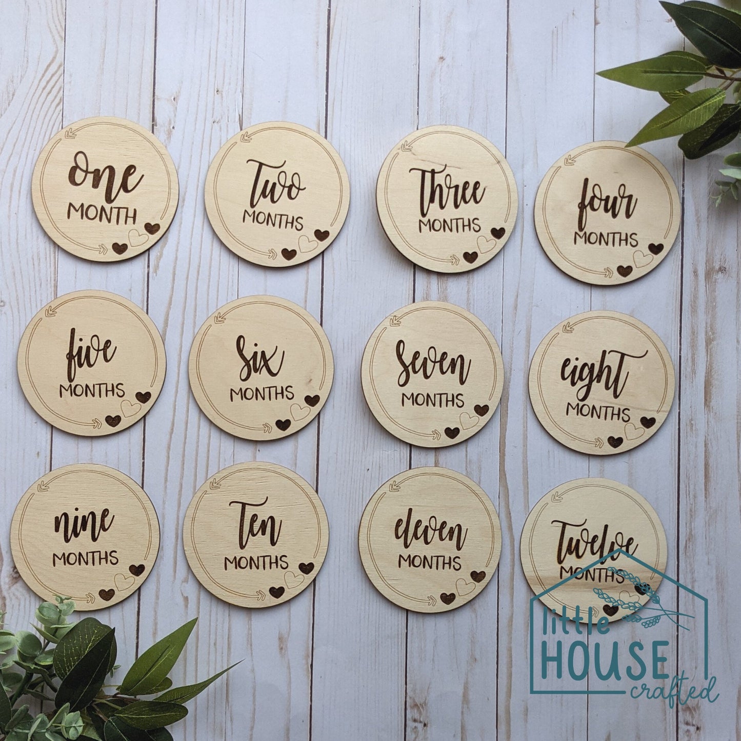 Baby Milestone Rounds, Wooden Milestone Discs, Newborn Photo Prop, Birth Announcement, Baby Shower-Gift, Nursery Decor, Hospital Pictures