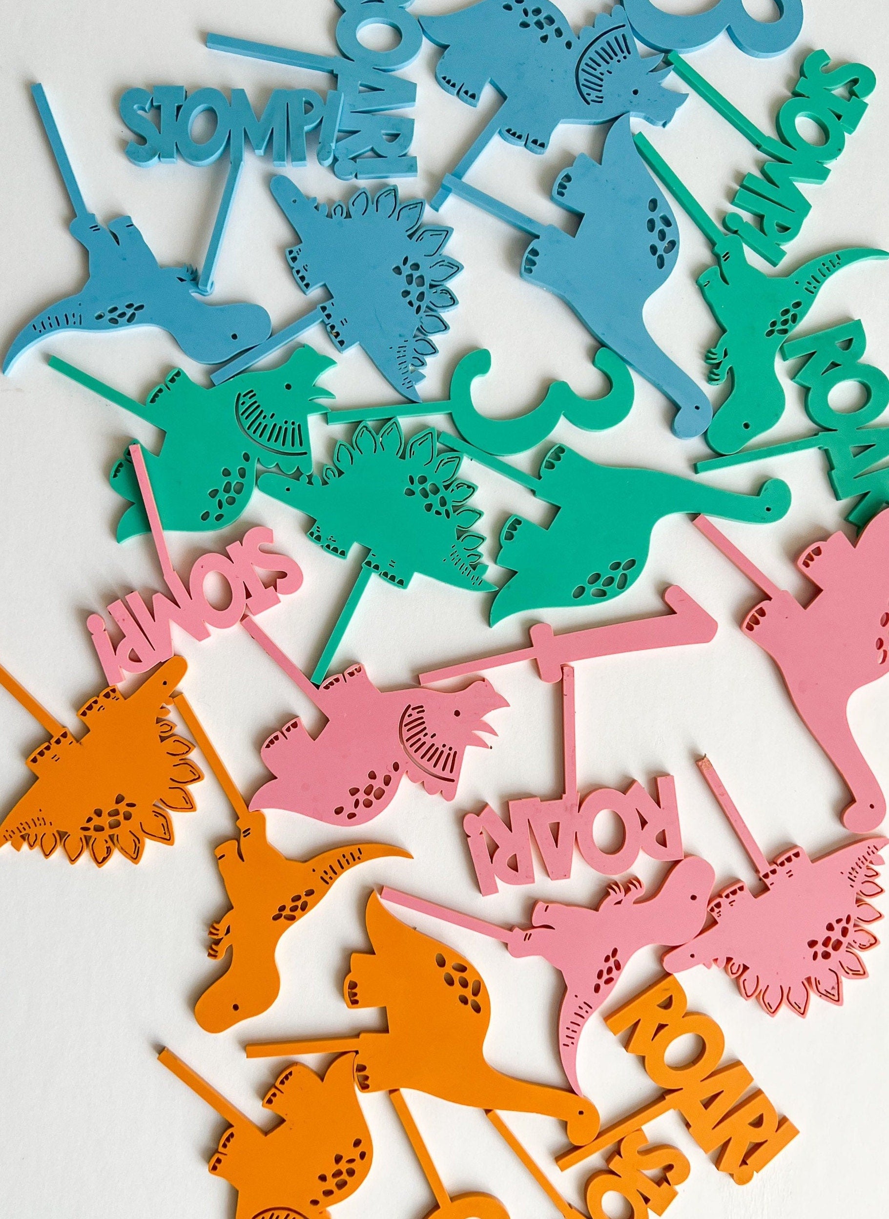 Dinosaur Cupcake Topper - Dino Theme Decor Girl - Boy - Dinosaur Birthday Party - Decorations - Party Decor - Custom Name - Number Custom