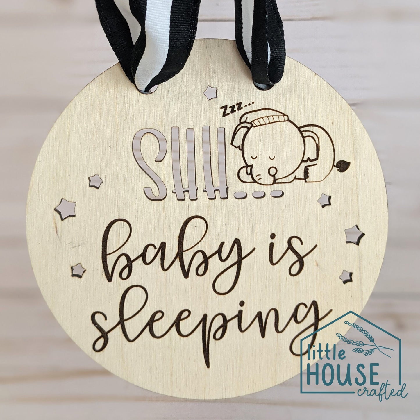 Nursery Decor - Baby Sleeping Sign - Shhh baby is sleeping - Home Decor - Nursery - Moon - Rainbow - Cloud - Sleeping Animals