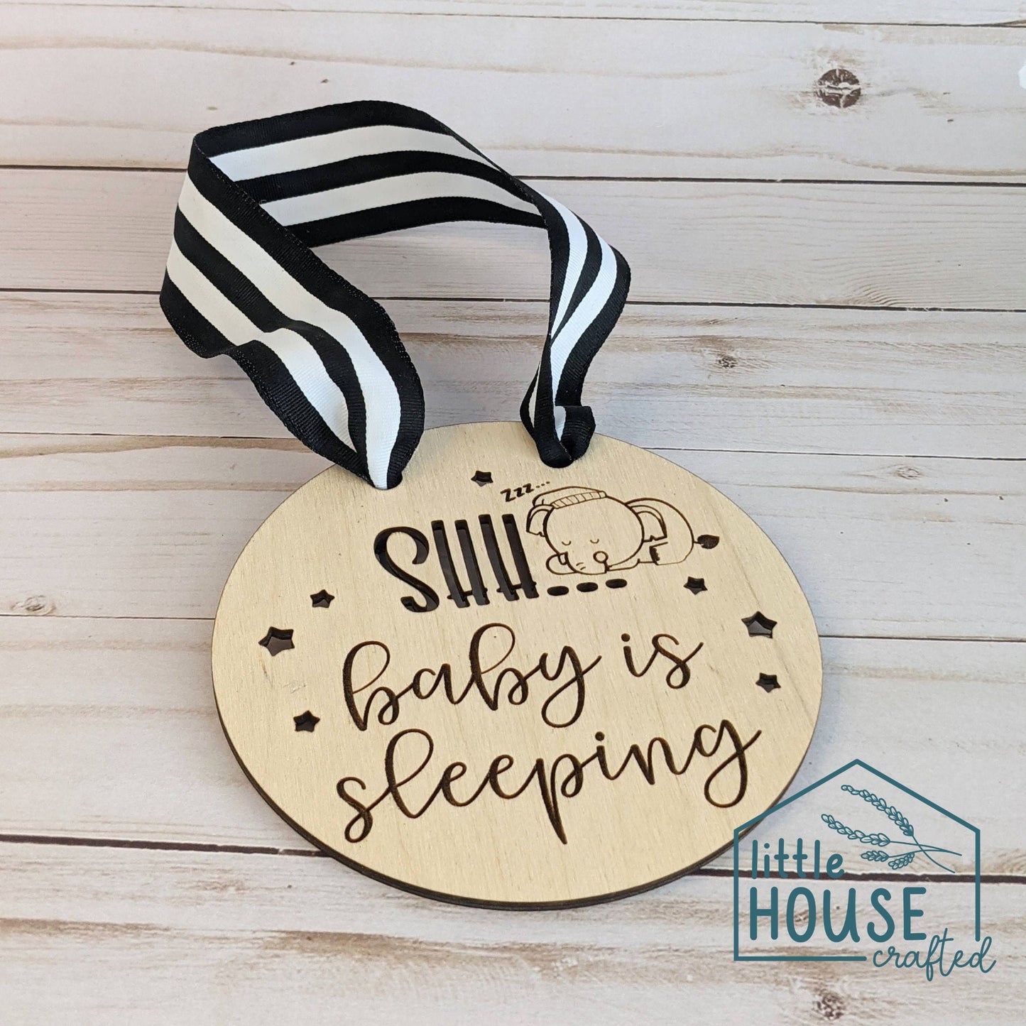 Nursery Decor - Baby Sleeping Sign - Shhh baby is sleeping - Home Decor - Nursery - Moon - Rainbow - Cloud - Sleeping Animals