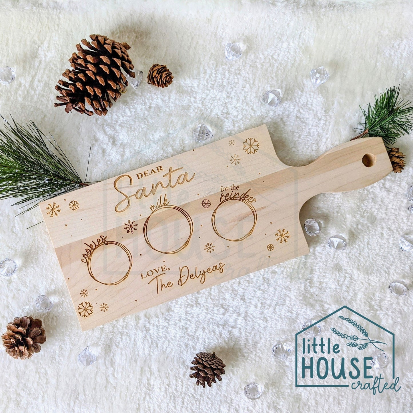 Christmas Santa Tray - Santa Board - Milk and Cookies Tradition- Christmas Eve-Laser Engraved - Maple Wooden Board