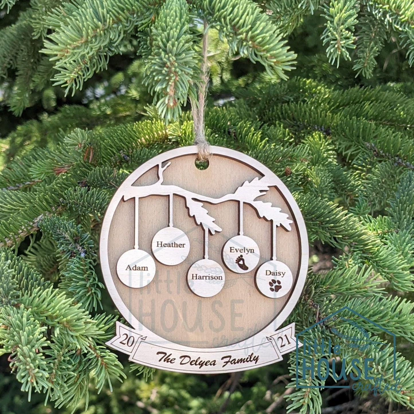 Family Christmas Ornament - 1-22 Members- Personalized - Personalized Engraved Family Ornament - Baby - Pets