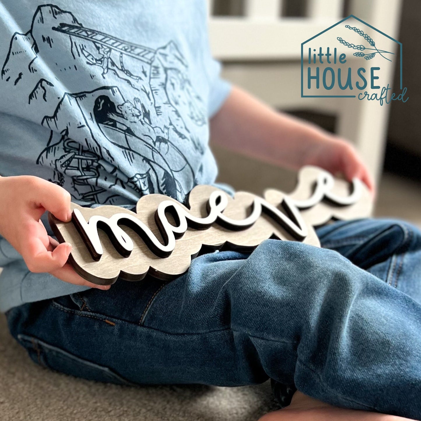 Wooden Nursery Sign - Kids Room - Playroom - Name Sign - Name Cutout - Layered Baby Name Sign - Custom - Home Decor