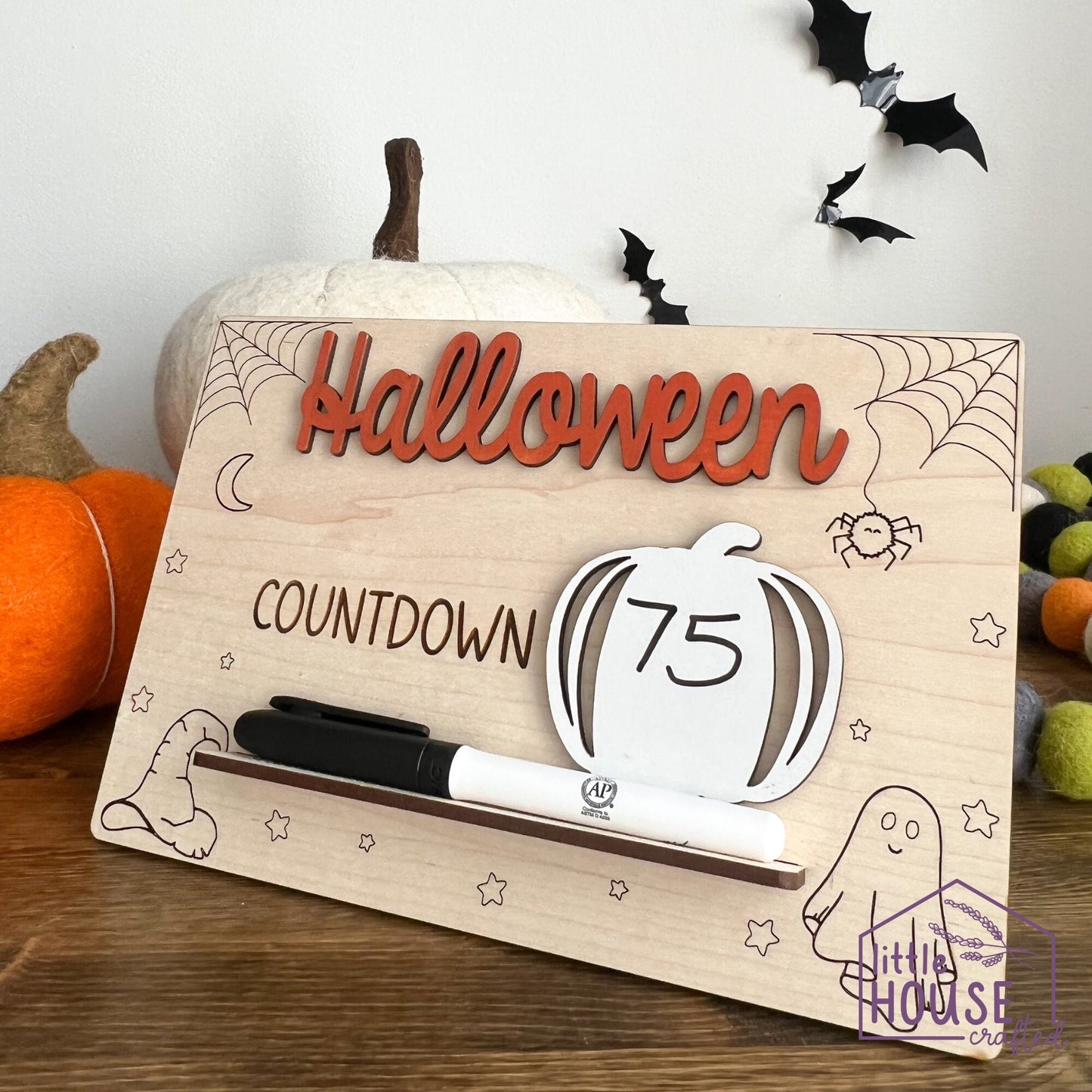 Halloween Countdown - Wood Halloween Decoration - Countdown to Halloween - Halloween Calendar - Days Until Halloween Whiteboard - Sign