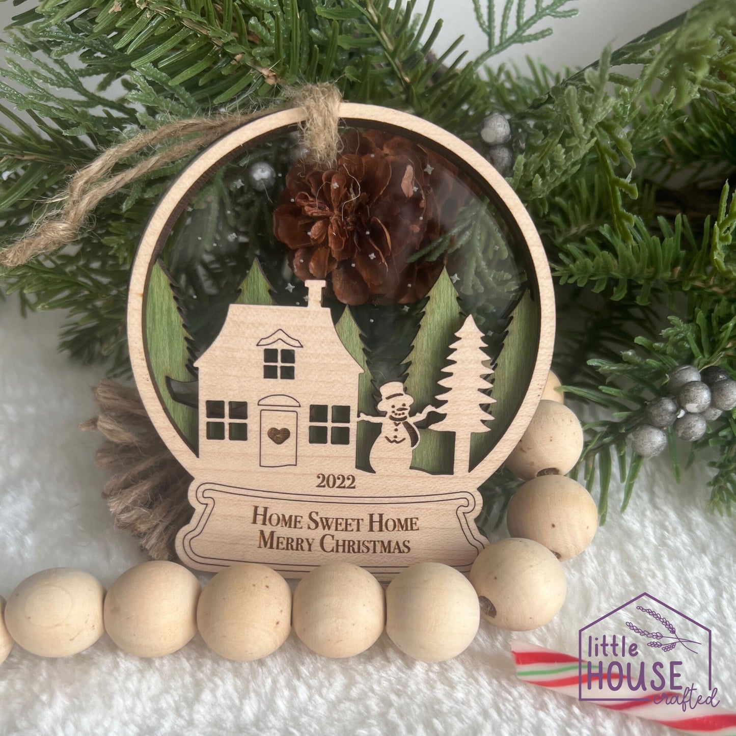 Christmas New Home Ornament - New House - Moved - Personalized - Laser Engraved - Family - Memory - Keepsake - Snowglobe - Layered Ornament