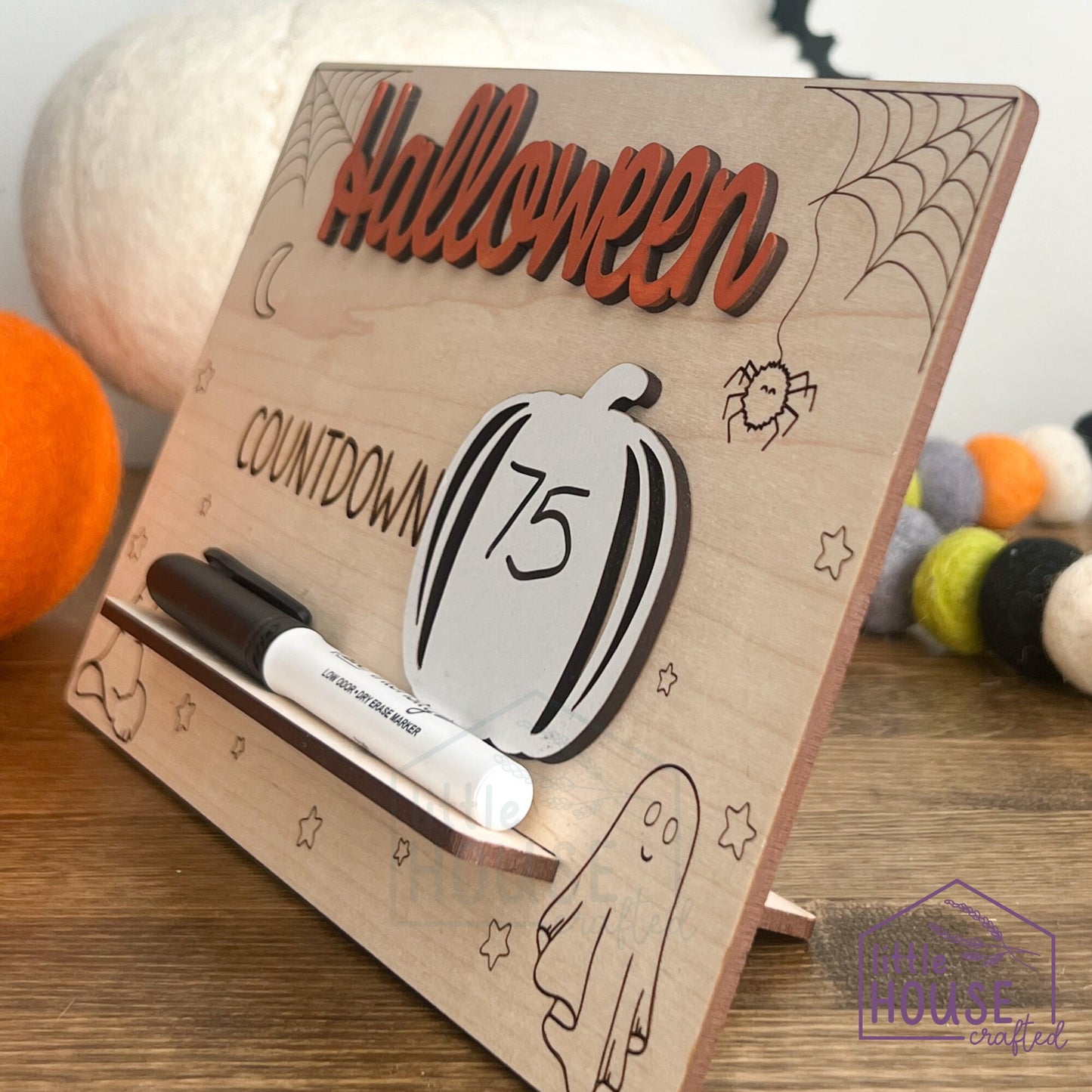 Halloween Countdown - Wood Halloween Decoration - Countdown to Halloween - Halloween Calendar - Days Until Halloween Whiteboard - Sign