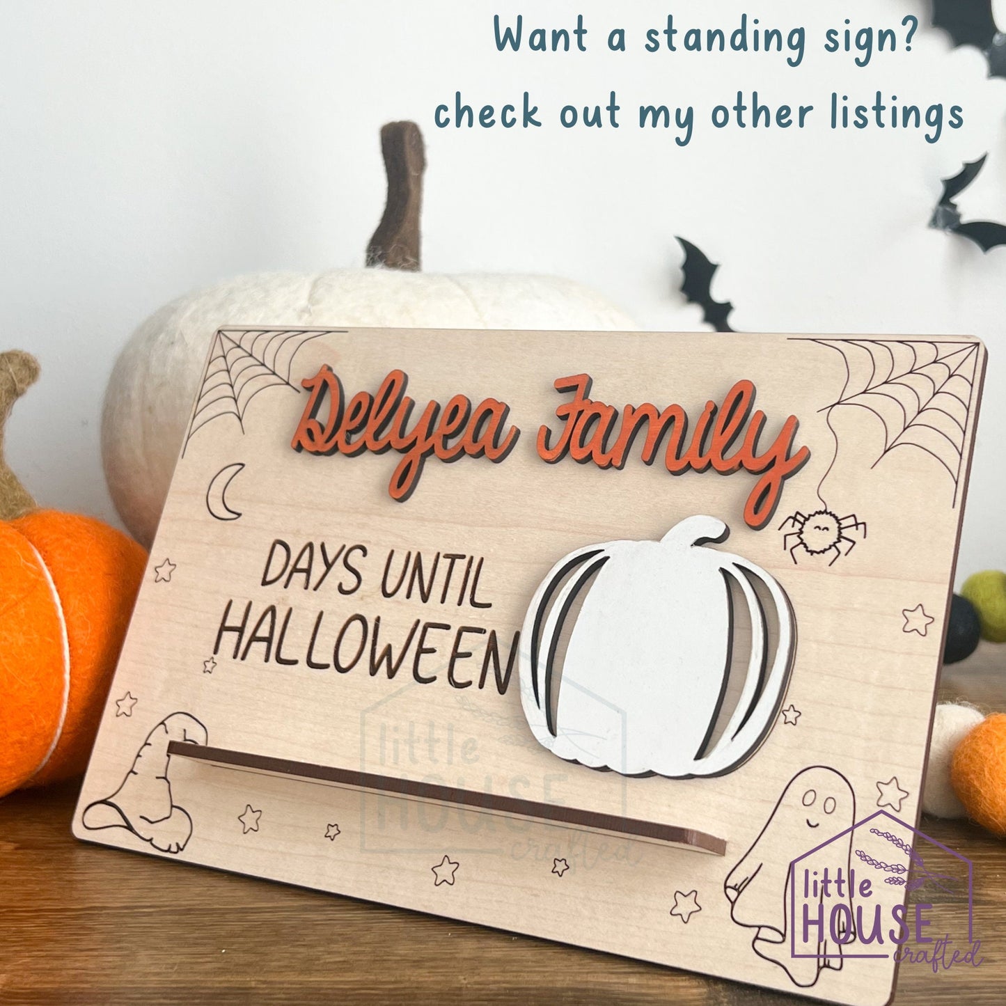 Halloween Countdown - Wood Hanging Sign - Countdown till - Halloween Calendar - Days Until Halloween Whiteboard - Personalized
