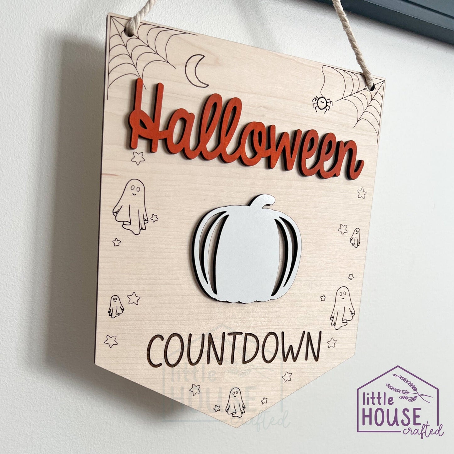 Halloween Countdown - Wood Hanging Sign - Countdown till - Halloween Calendar - Days Until Halloween Whiteboard - Personalized