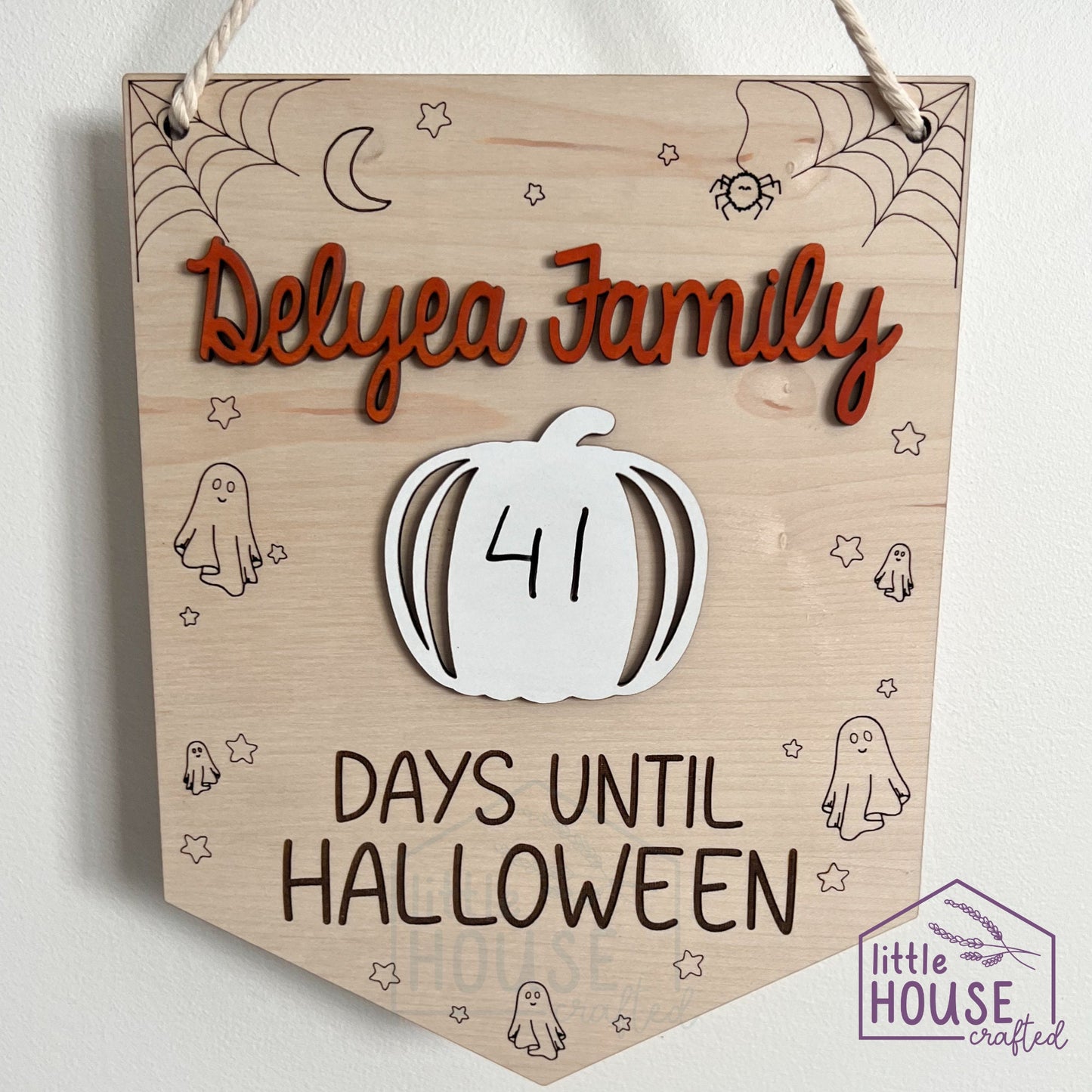 Halloween Countdown - Wood Hanging Sign - Countdown till - Halloween Calendar - Days Until Halloween Whiteboard - Personalized