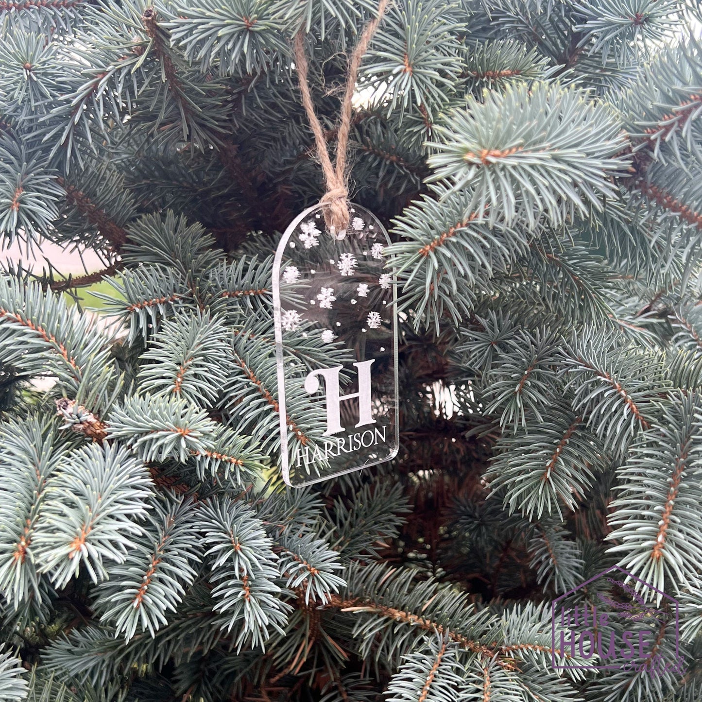 Christmas Stocking Tag - Reusable Gift Tag - Engraved Gift Tag - Wood - Acrylic - Christmas Keepsake - Christmas Decor - Snowflakes