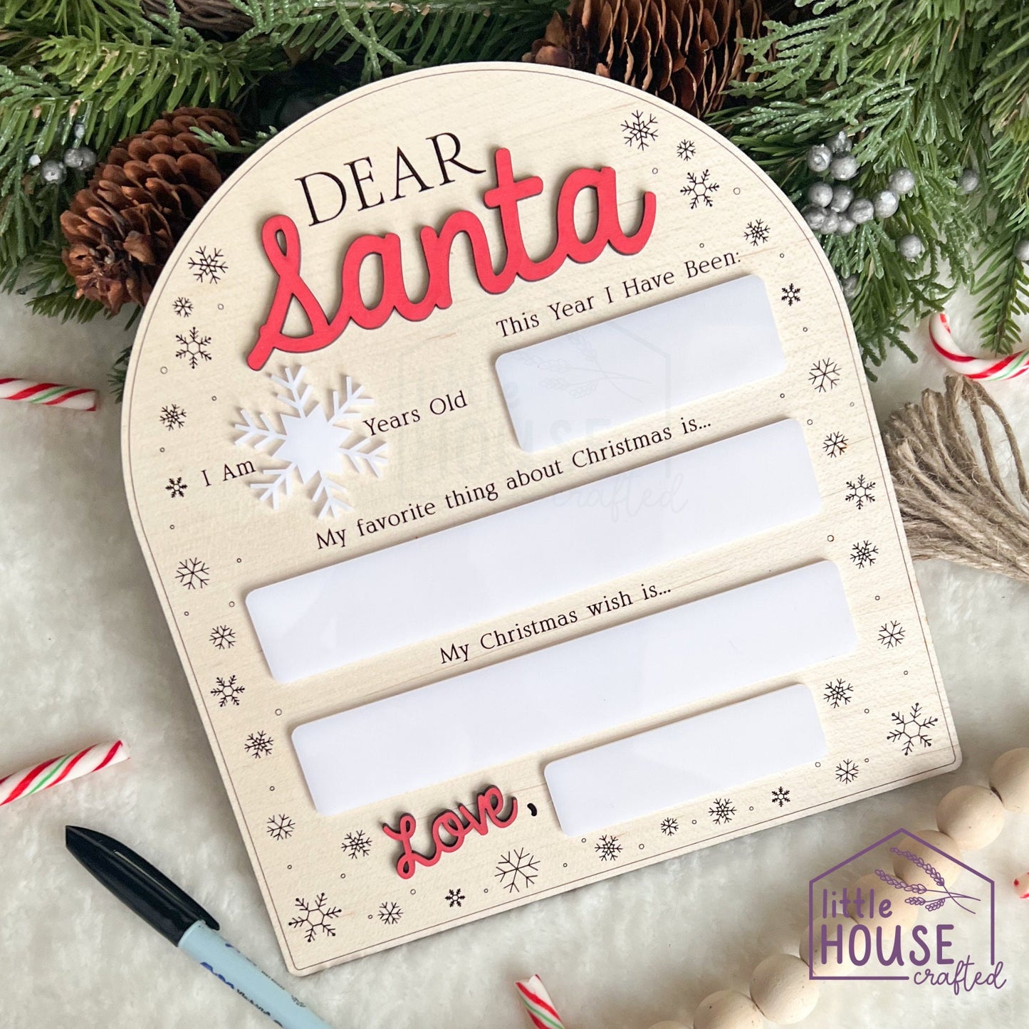 Dear Santa Sign - Dry Erase Sign - Santa Board - Reusable Santa Letter - Christmas Photo Prop - Letter To Santa Sign - Memory - Keepsake