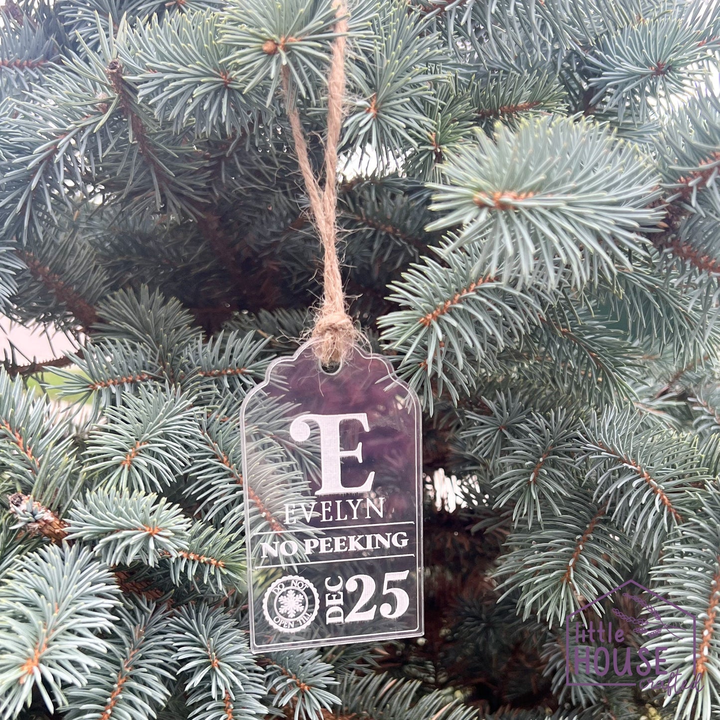 No Peeking - Christmas Gift Tag -Stocking Tag - Christmas Eve Tag - Engraved Gift Tag - Wood Acrylic - Christmas Keepsake - Christmas Decor