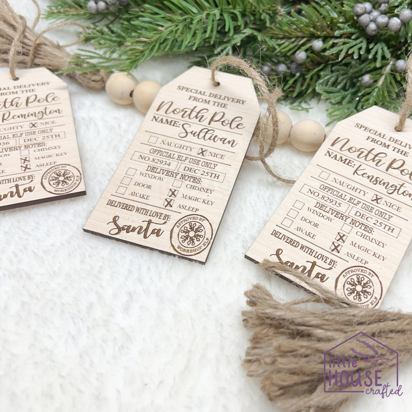 Christmas Santa Tag - Gift Tag - Christmas Ornament - Tradition - Christmas Decor - Laser Engraved Maple Wood