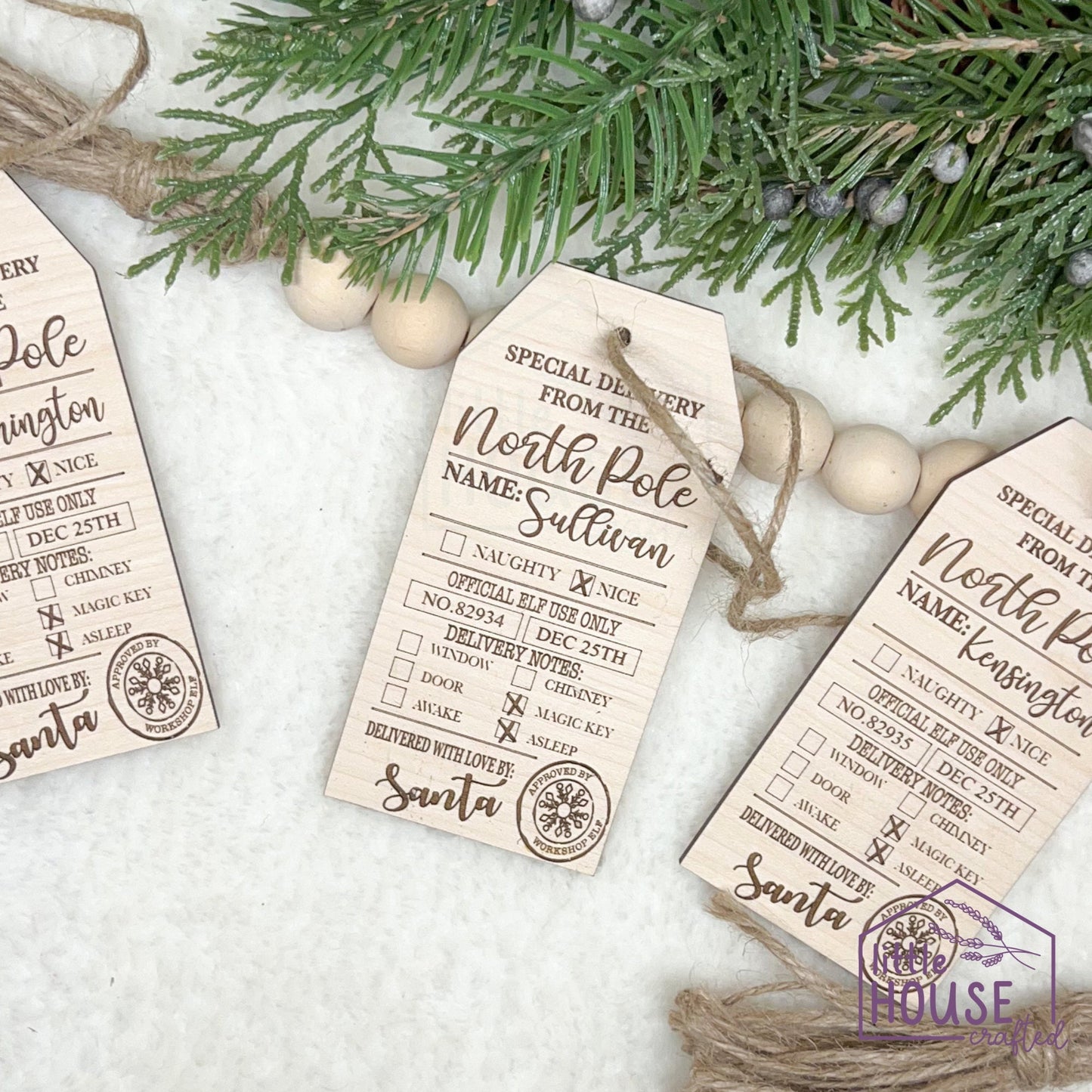 Christmas Santa Tag - Gift Tag - Christmas Ornament - Tradition - Christmas Decor - Laser Engraved Maple Wood