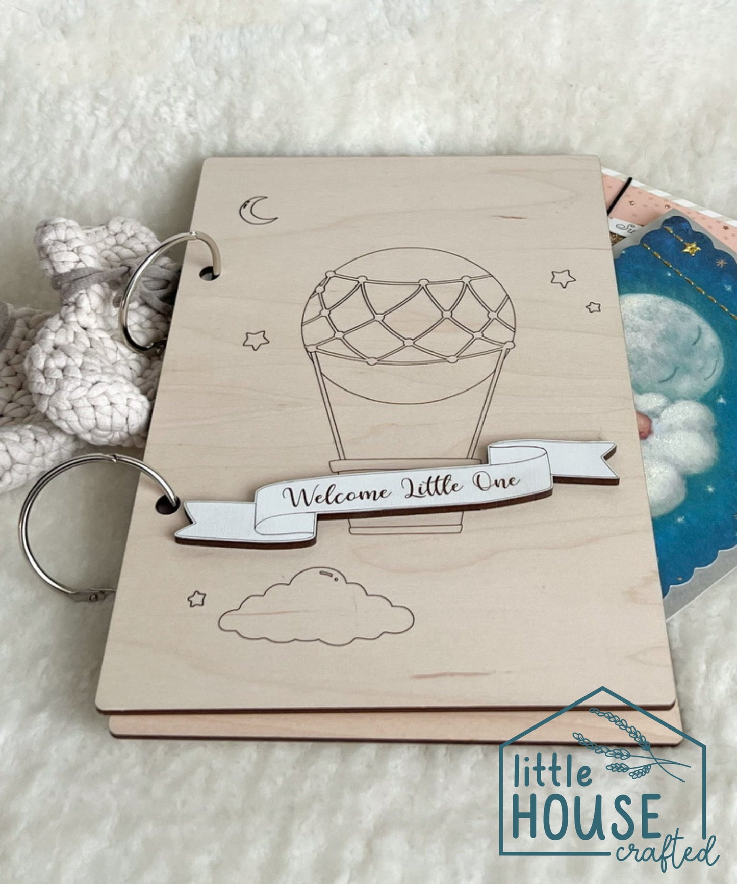 Baby Shower Card Keeper Holder - Greeting Card Organizer - Greeting Card Keepsake - Gift - Custom Engraved Gift - Baby Greeting Card