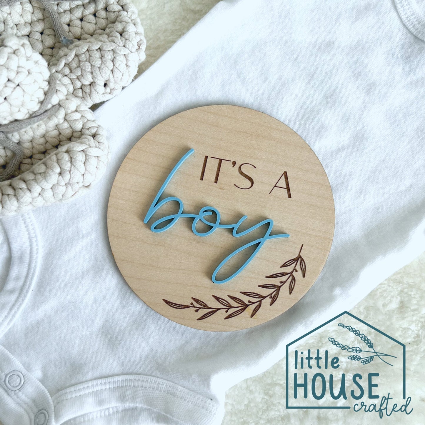 Baby Monthly Milestone Rounds, Monthly Markers, Newborn Photo Prop, Birth Announcement, Wooden, Engraved, Gender Neutral, Leaf