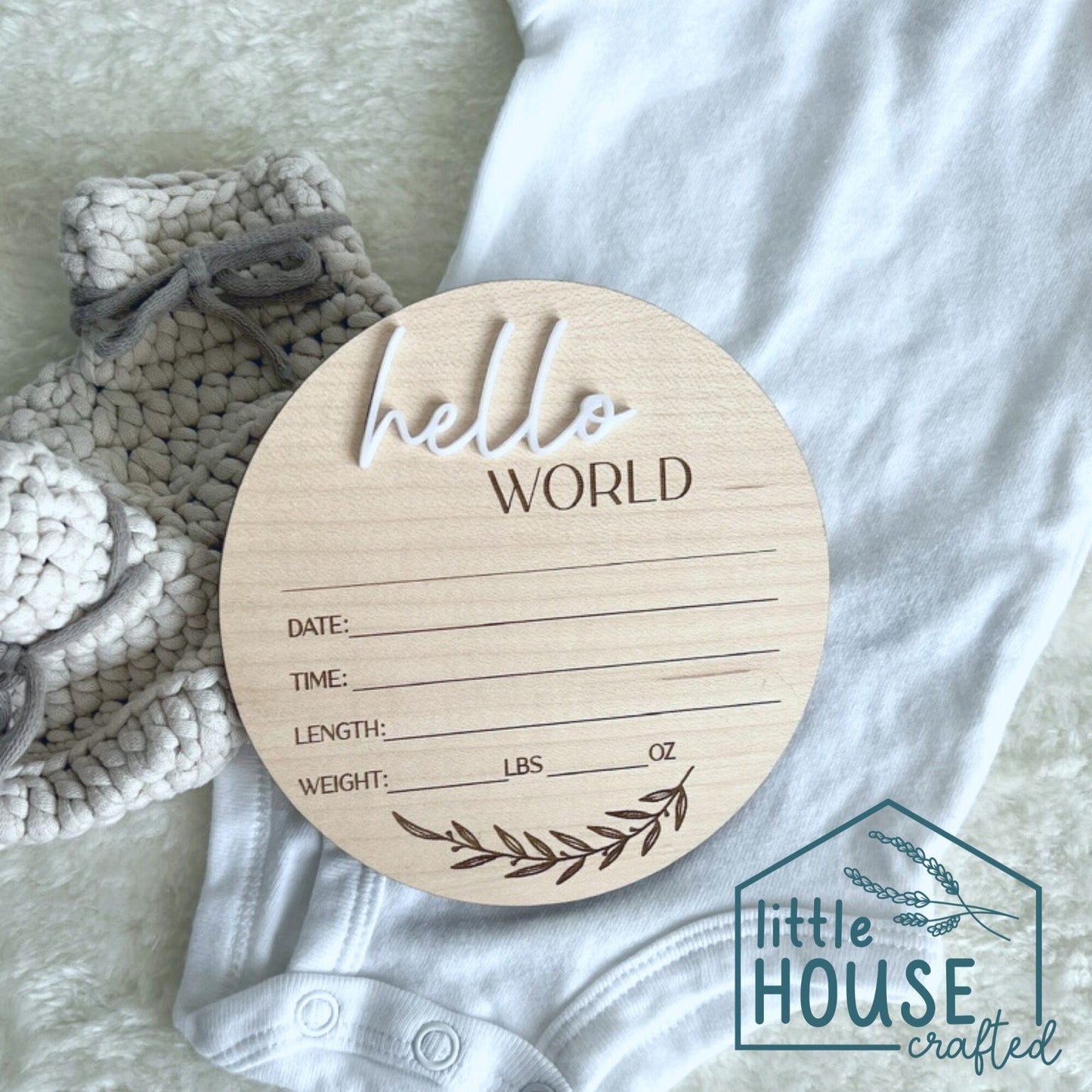 Baby Monthly Milestone Rounds, Monthly Markers, Newborn Photo Prop, Birth Announcement, Wooden, Engraved, Gender Neutral, Leaf