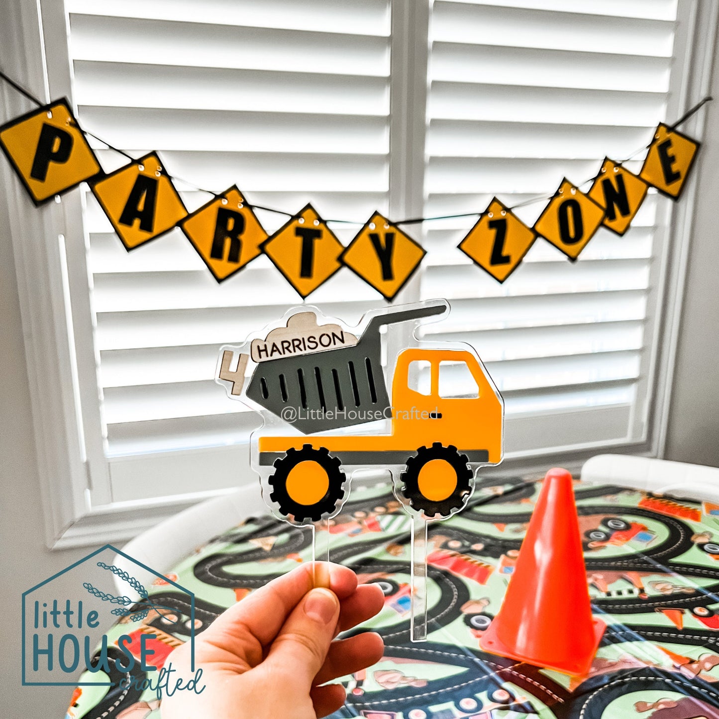 Dump Truck Topper, Birthday Construction Theme, Personalized Cake Topper, Construction Vehicles, Birthday Party. Construction Cake Toppers