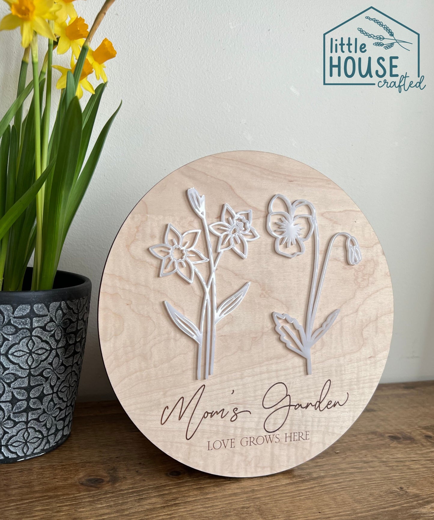 Birth Flower Mother's Day Gift - Mom's Garden Wood Sign - Personalized Gift for Mother's Day - Indoor Sign - Birth - Child Loss - Engraved