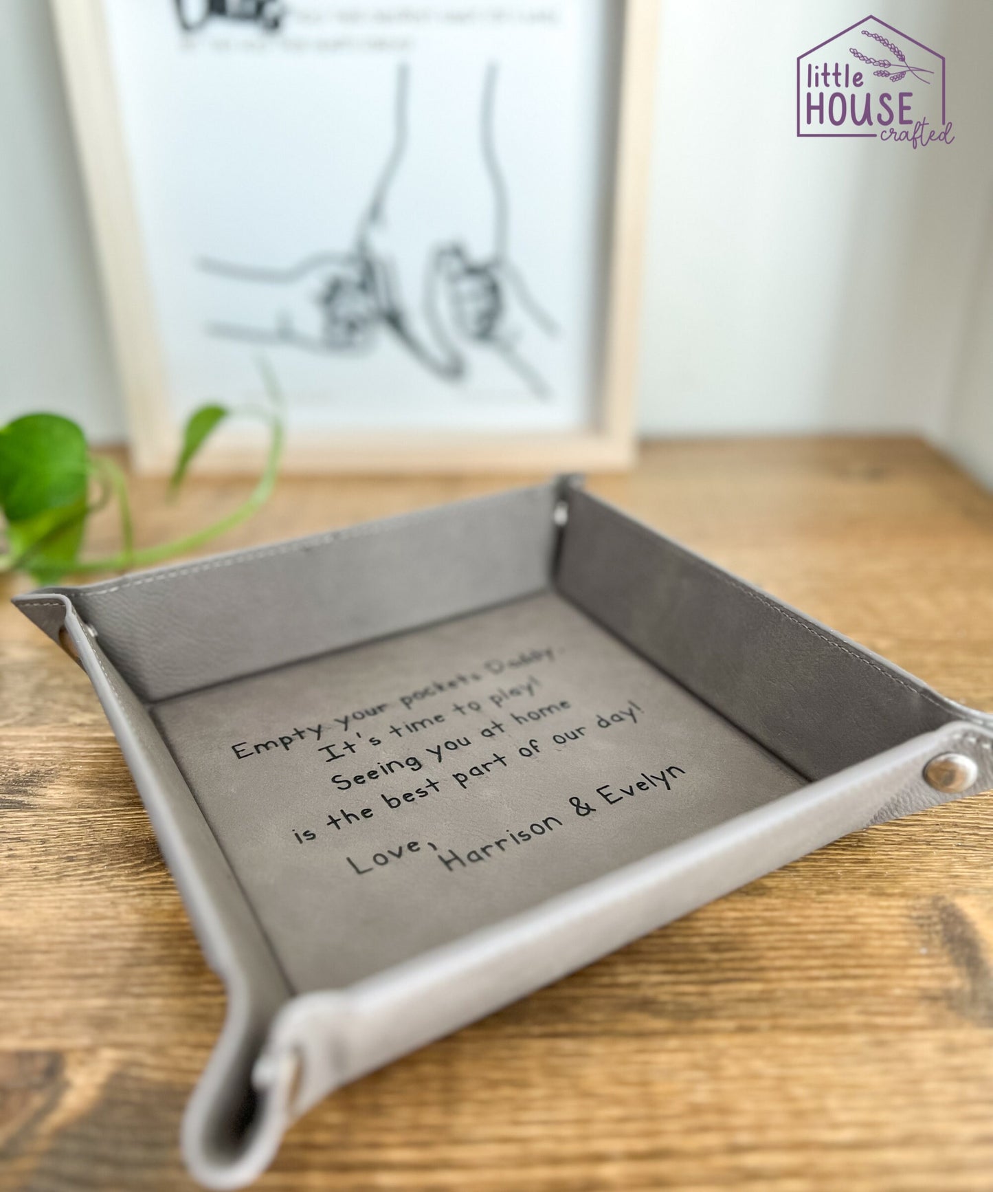 Valet Tray for Dad - Father's Day Gift -Empty your pockets Daddy - Catch All Tray - Personalized Coin Tray - Leather Gift - Gift for Him