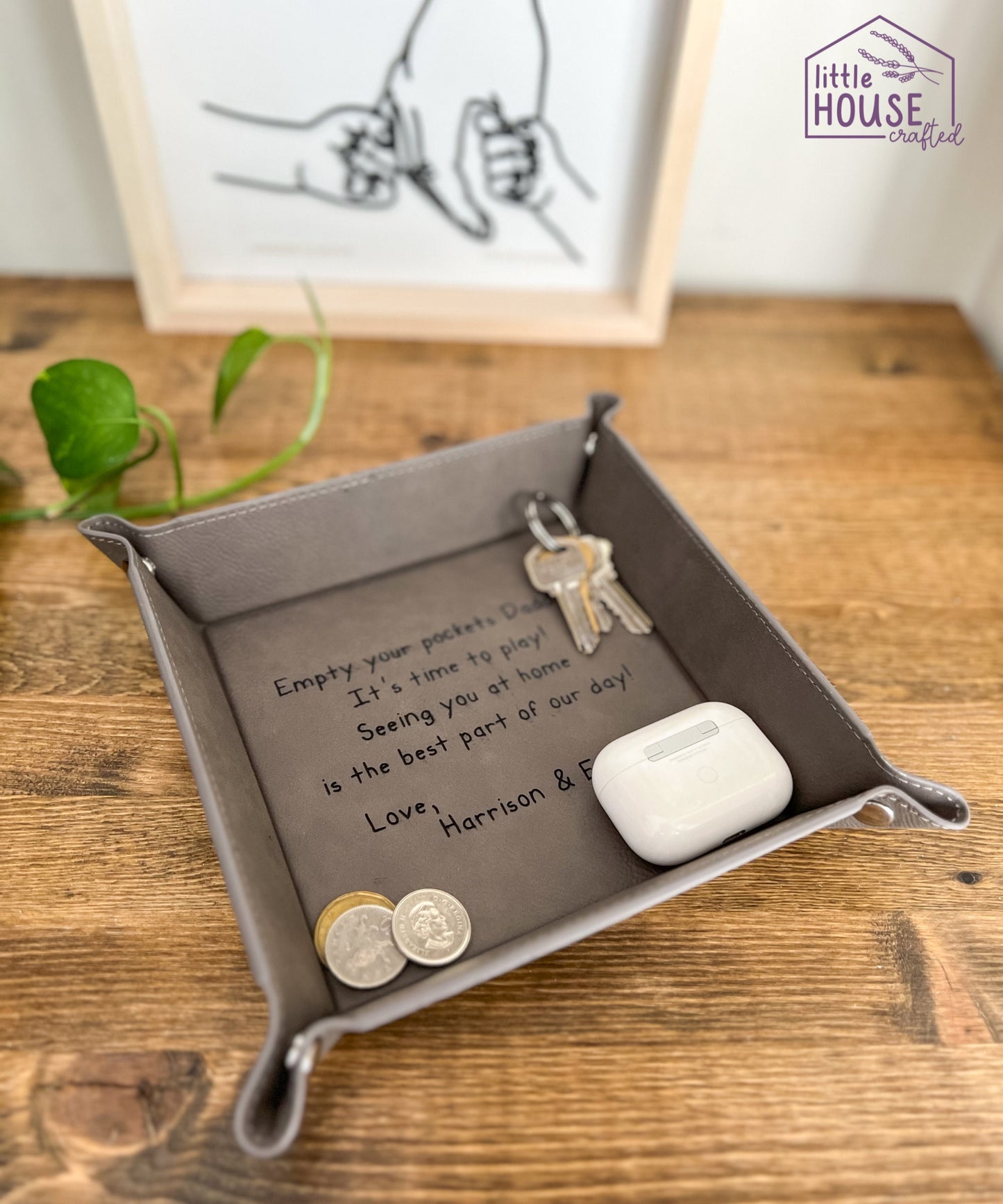 Valet Tray for Dad - Father's Day Gift -Empty your pockets Daddy - Catch All Tray - Personalized Coin Tray - Leather Gift - Gift for Him