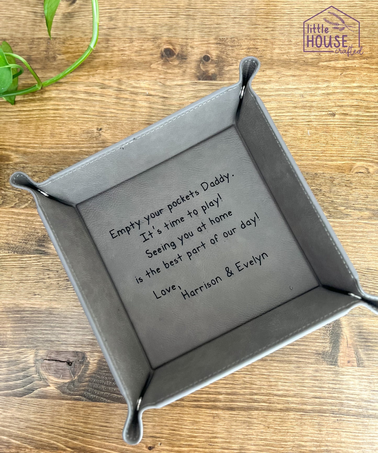 Valet Tray for Dad - Father's Day Gift -Empty your pockets Daddy - Catch All Tray - Personalized Coin Tray - Leather Gift - Gift for Him