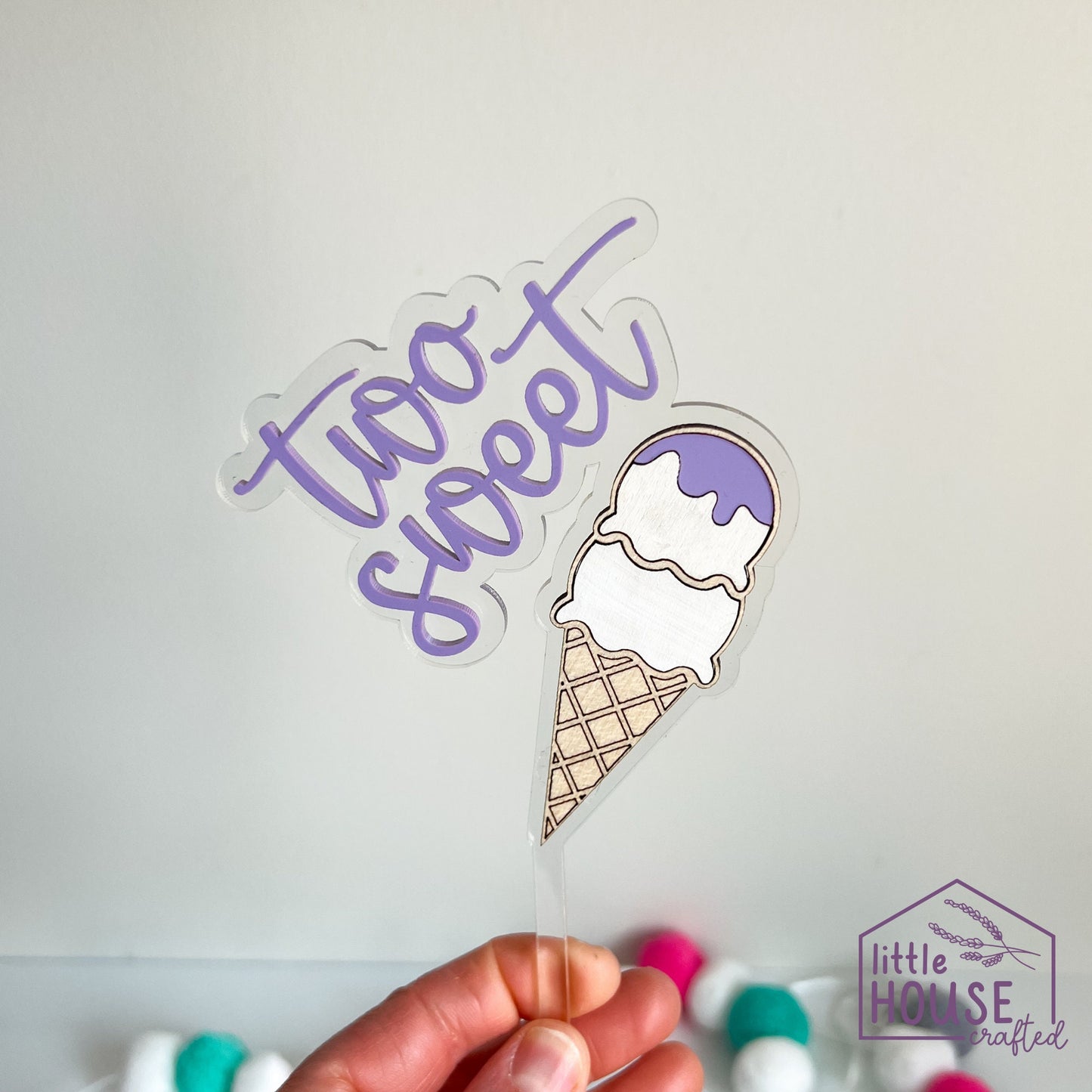 Two Sweet Cake Topper - Ice Cream Birthday - Themed Party decor - Birthday Cake Topper - Party Decor - Personalized - Acrylic