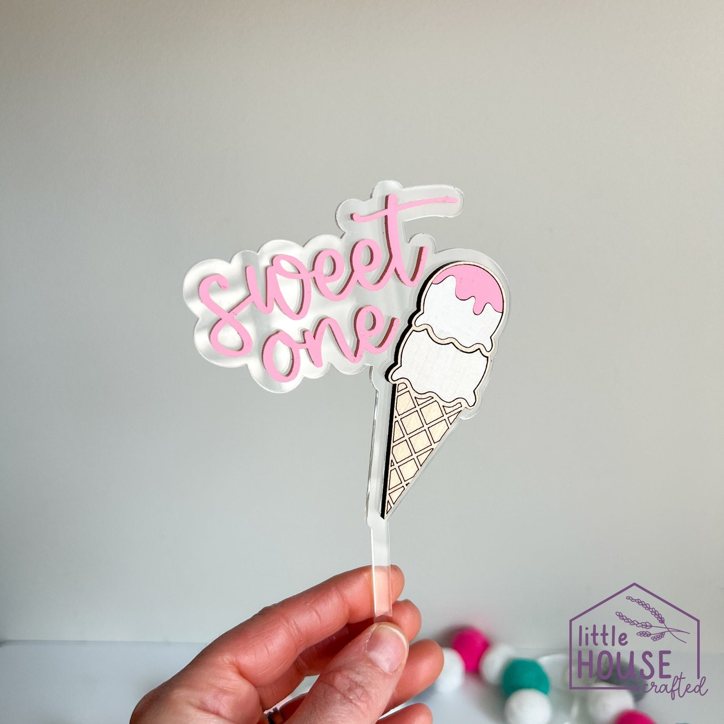 Two Sweet Cake Topper - Ice Cream Birthday - Themed Party decor - Birthday Cake Topper - Party Decor - Personalized - Acrylic
