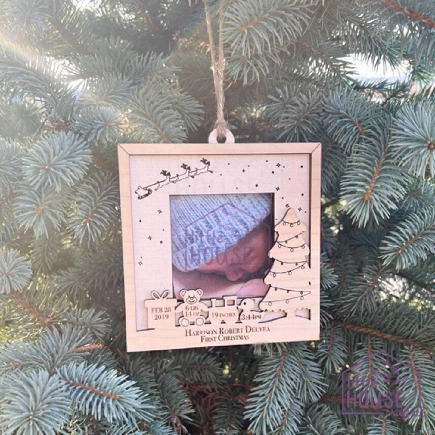 Baby's First Christmas - Photo Christmas Ornament - Birth Ornament - Personalized Baby Ornament - Newborn - Ultrasound - Keepake