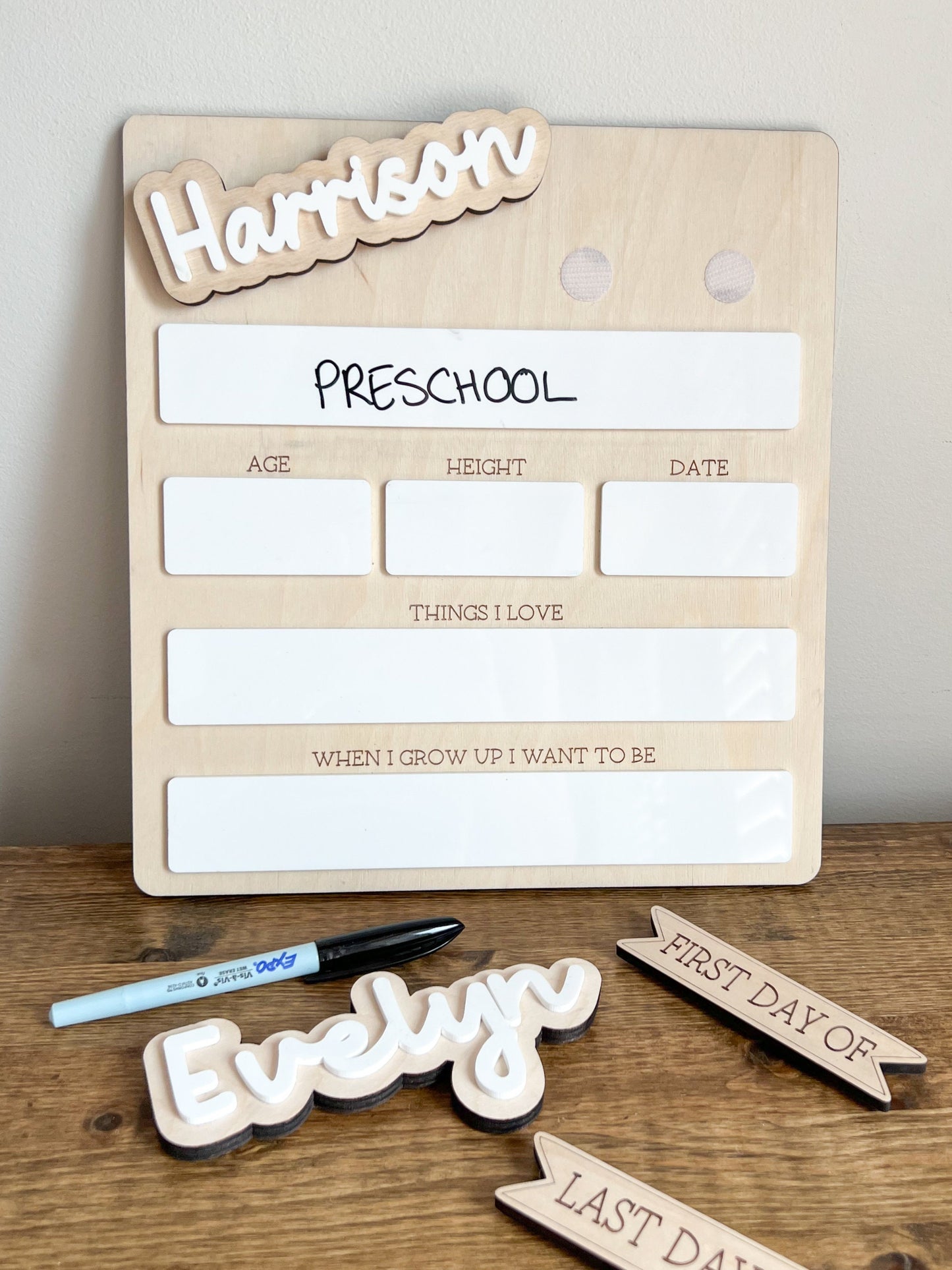 First and Last Day School Sign - Reusable Milestone Board - Back To School - Whiteboard Signage - Photo Prop - Personalized