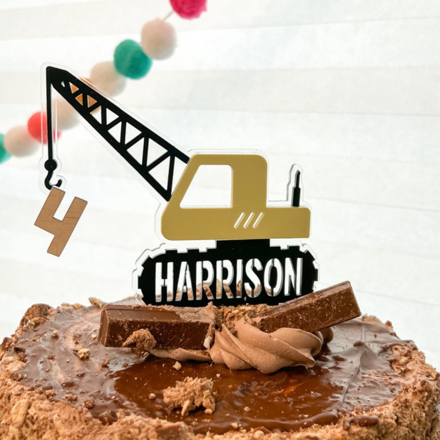 Crawler Crane Custom Cake Topper, Personalized Cake Topper, Construction Vehicles, Birthday Party Decor