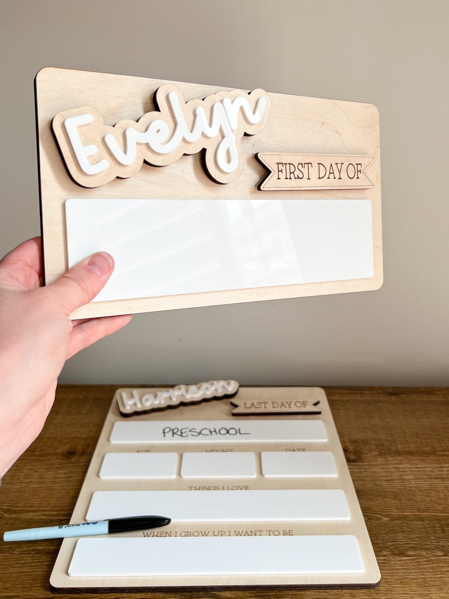 First and Last Day Personalized - Reusable Milestone Board - School Sign - Activity Board - Whiteboard Signage - Photo Prop - Custom