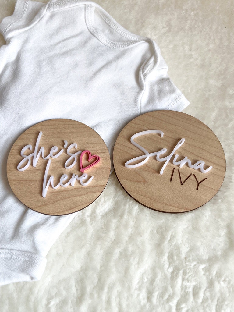 Baby Name Round Sign - Birth Stat Sign Marker - Hospital Announcement - Newborn Photo Prop