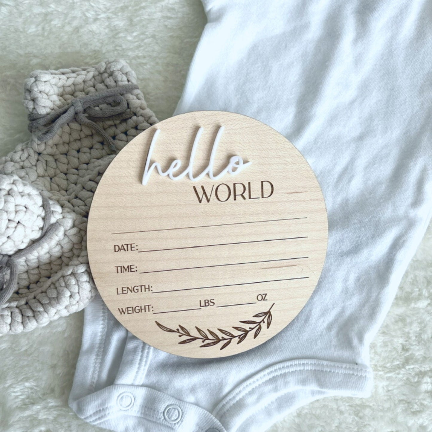 Baby Announcement Sign - Hello World Birth Stat Marker - Newborn hospital Bag - Photo Prop - Hospital Pictures - Baby Shower Gift