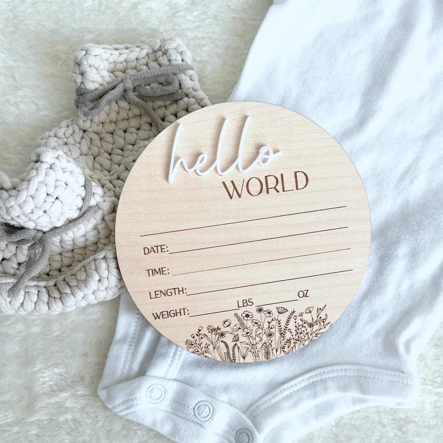 Baby Announcement Sign - Hello World Birth Stat Marker - Newborn hospital Bag - Photo Prop - Hospital Pictures - Baby Shower Gift
