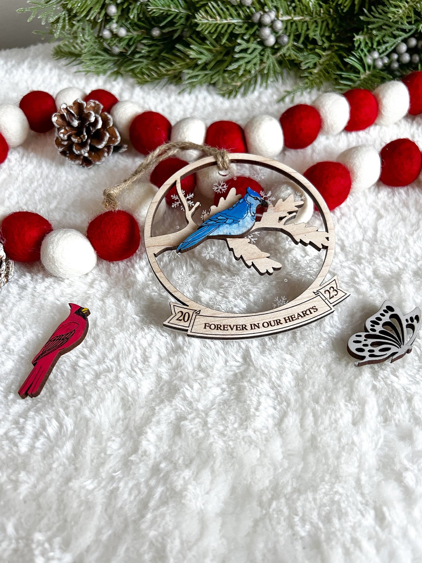 Memorial Christmas Ornament - Cardinal - Blue Jay - Butterfly - Always with you - Loved One - Loving Memory - Sympathy