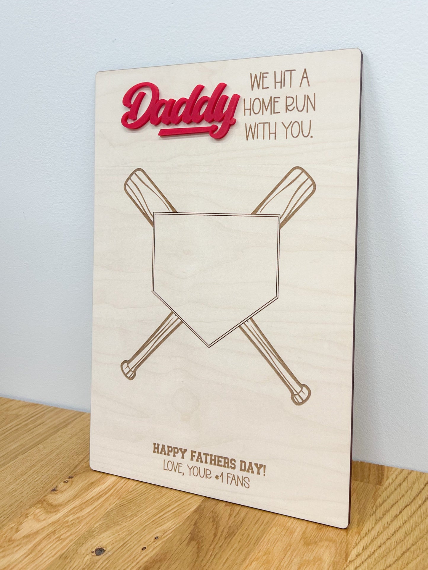Father's Day Baseball Handprint Sign - Personalized Sign - Handprint Sign For Daddy - Father's Day Gift - Hit a Home run with you