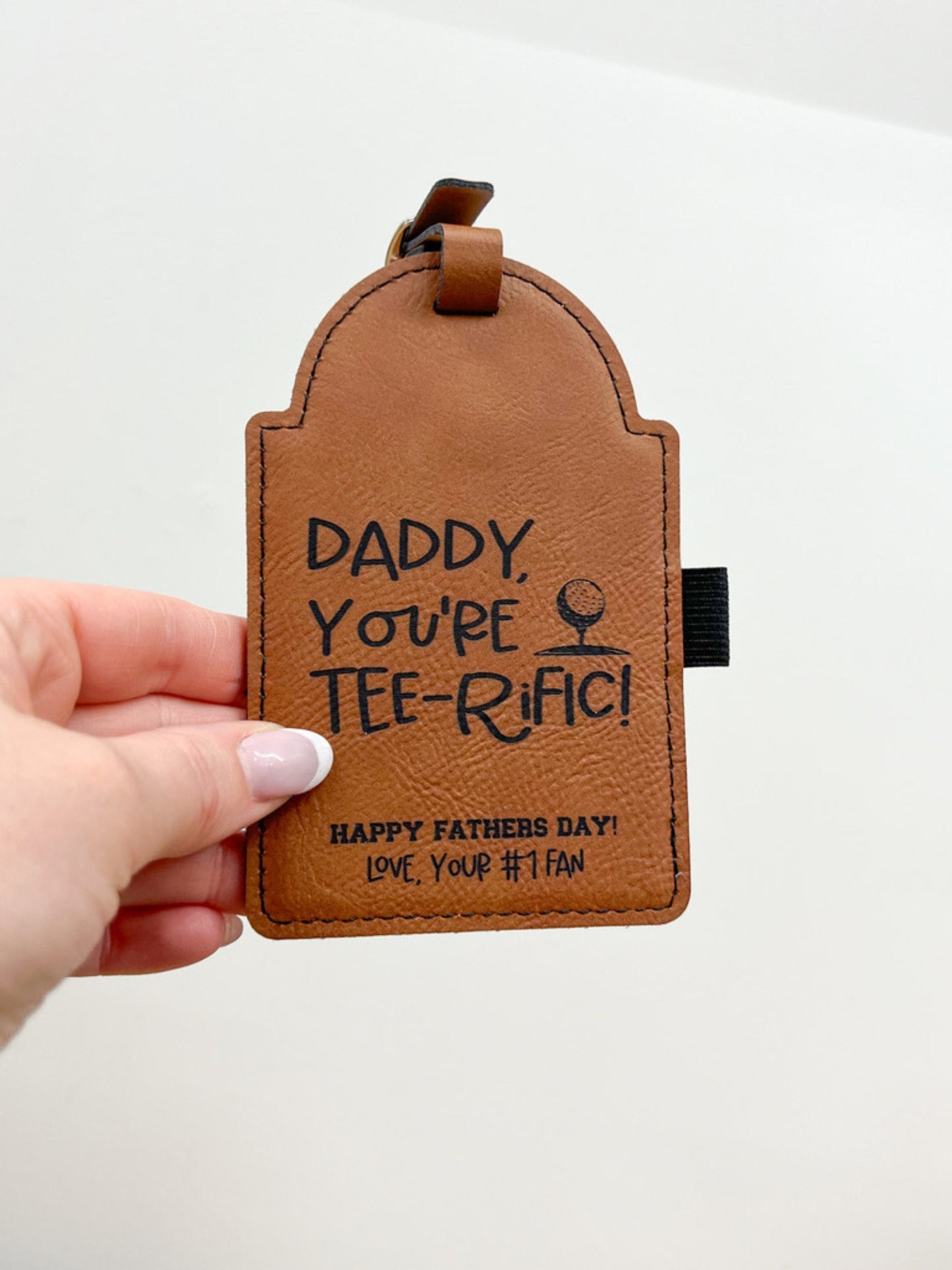 Engraved Golf Bag Tag for Dad - Father's Day Gift - Dad you're terr-rific - Golf Dad - Personalized Golf Gift - Leather Gift - Gift for Him
