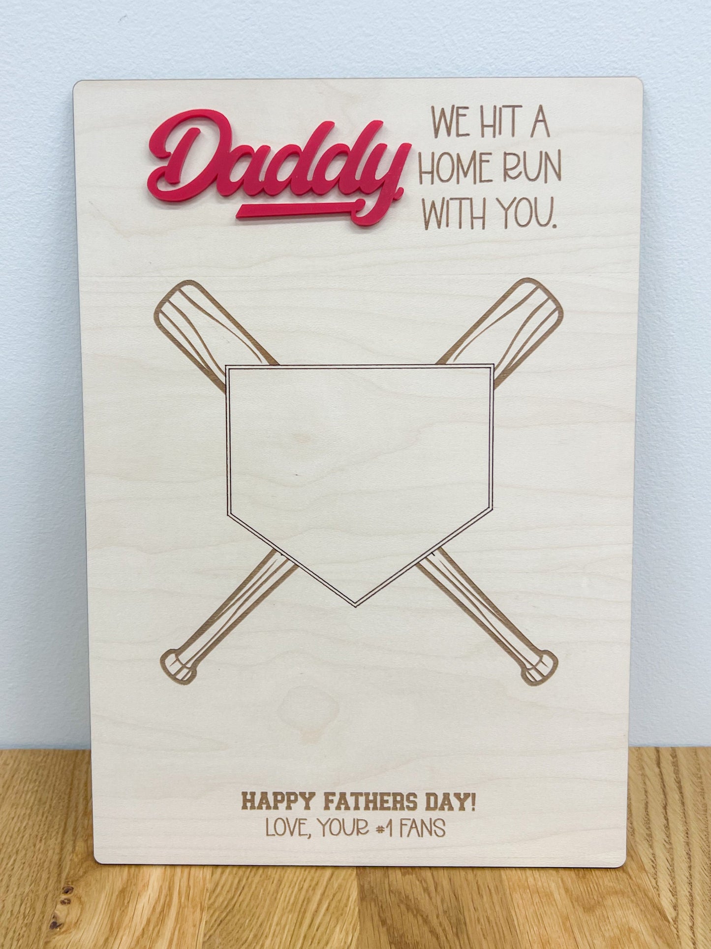 Father's Day Baseball Handprint Sign - Personalized Sign - Handprint Sign For Daddy - Father's Day Gift - Hit a Home run with you