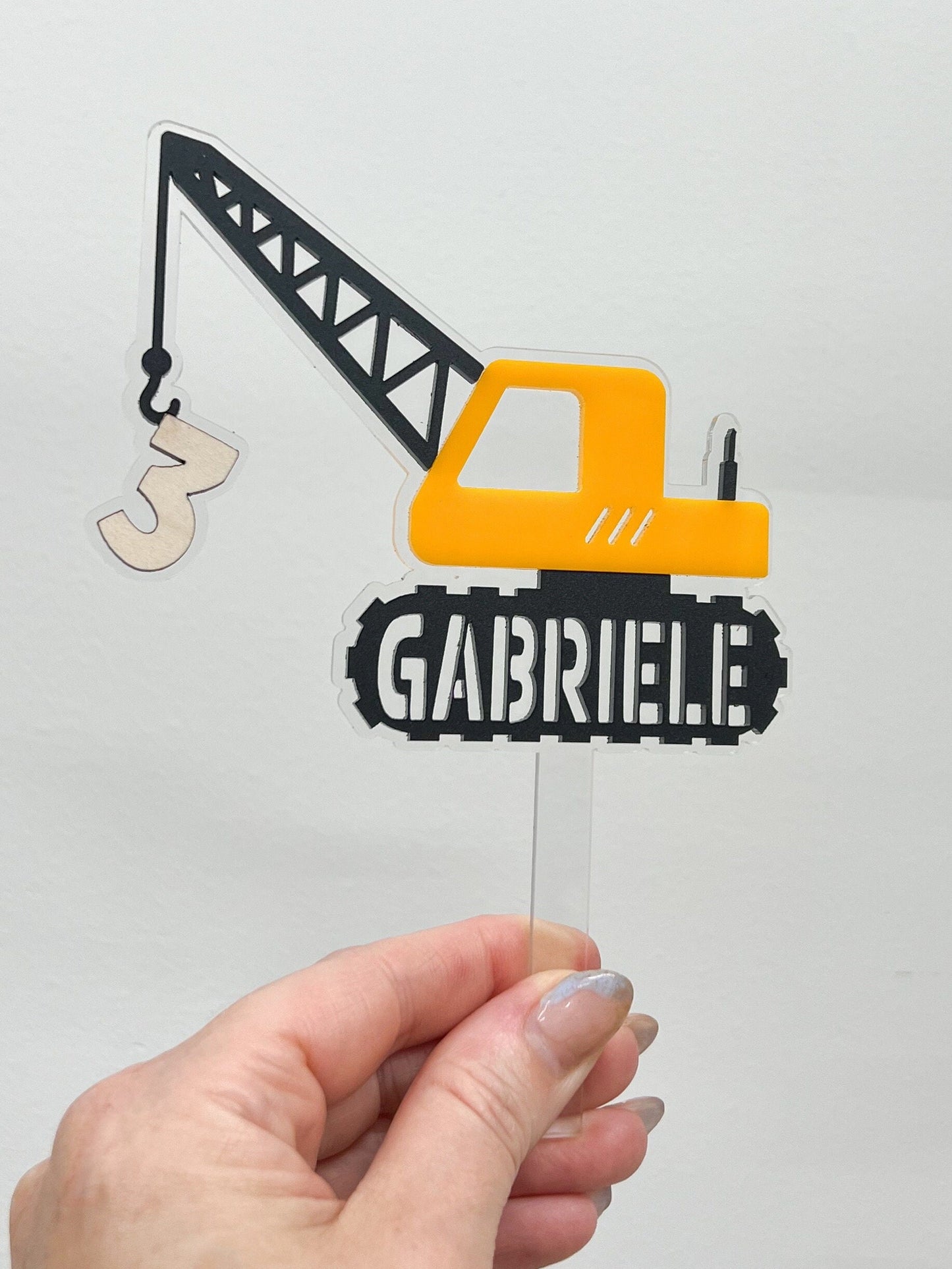 Crawler Crane Custom Cake Topper, Personalized Cake Topper, Construction Vehicles, Birthday Party Decor